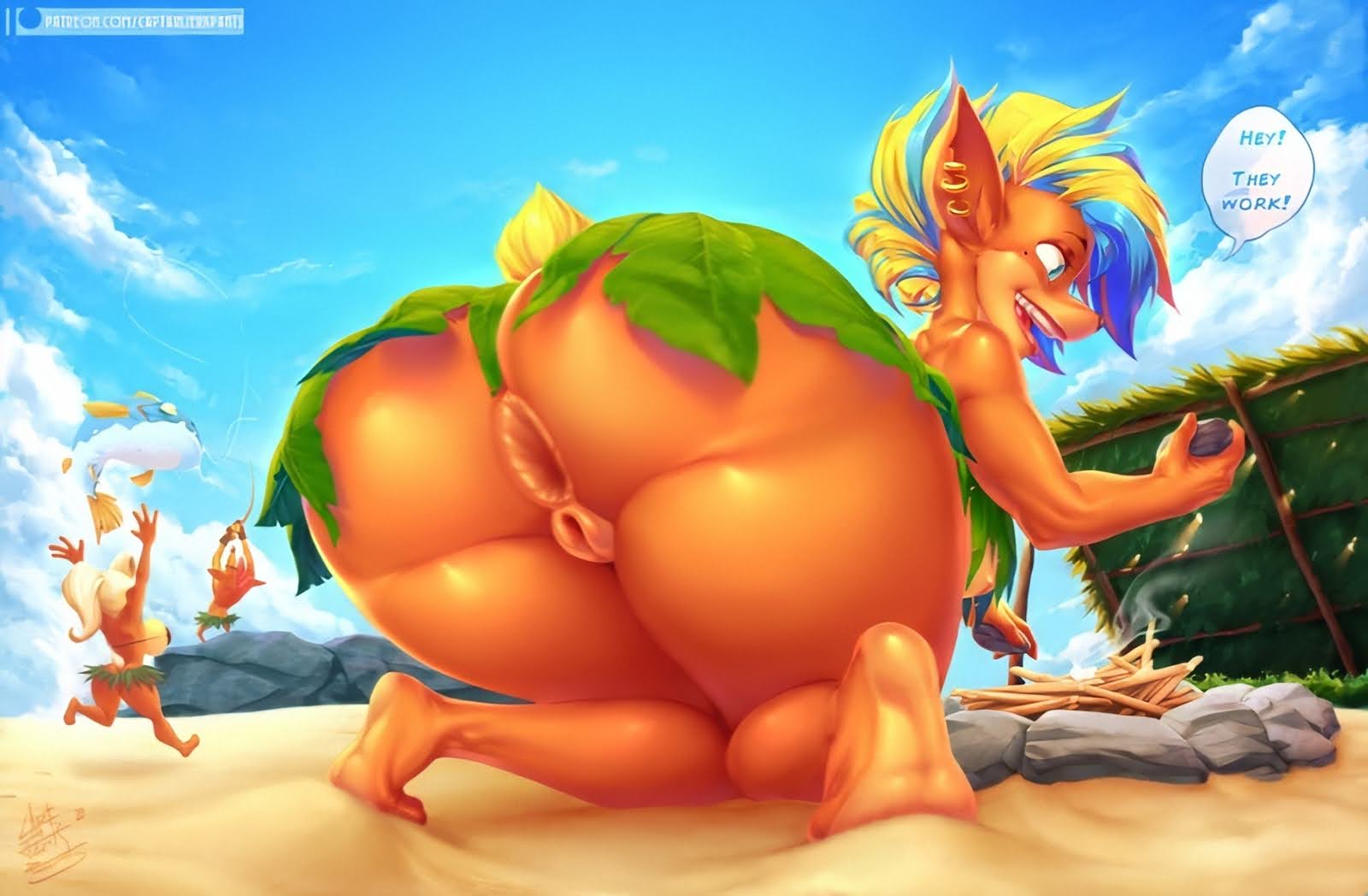 anthro, anthro only, anus, big penis, captainjerkpants, coco bandicoot, crash (series), crash bandicoot, crash bandicoot 4: it's about time, female, furry, male, no source, penis, pirate tawna, tawna bandicoot, tawna bandicoot (crash 4)
