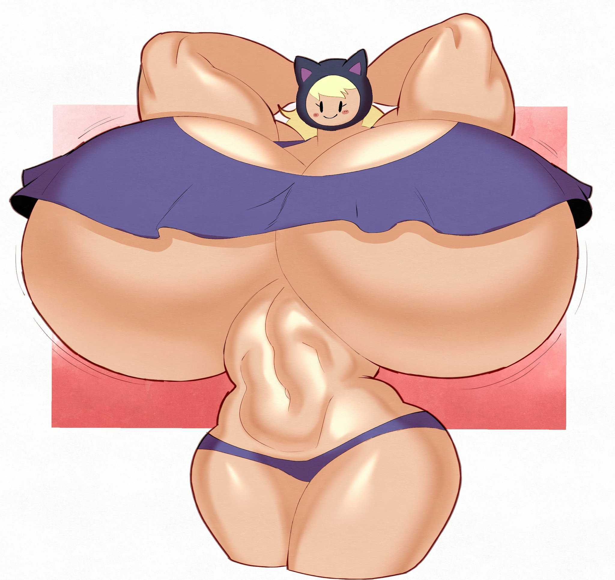 adventure time, angstrom, arm behind head, big breasts, blonde hair, breasts, cartoon network, female, huge breasts, human, hyper, hyper breasts, large breasts, muscular, muscular female, panties, susan strong, thick thighs, top heavy, underboob, underwear, wide hips