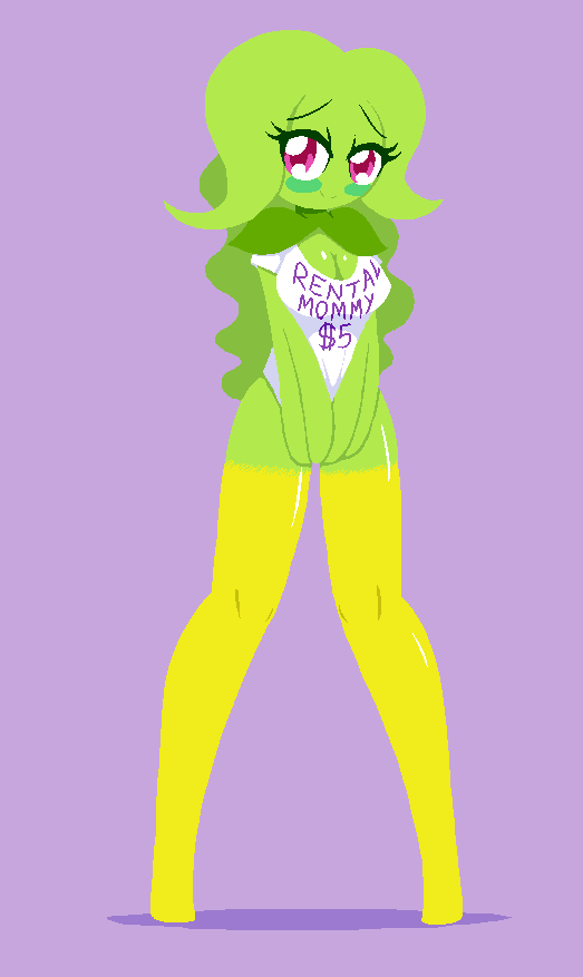 2018 anthro blush bottomless bottomless_female breasts dollar_sign female female_focus female_only flora_fauna looking_at_viewer mature mature_female milf mother paprika_(screwroot) pink_eyes plantie purple_background rental_mommy rental_mommy_shirt screwroot shirt shirt_only smile yellow_legs