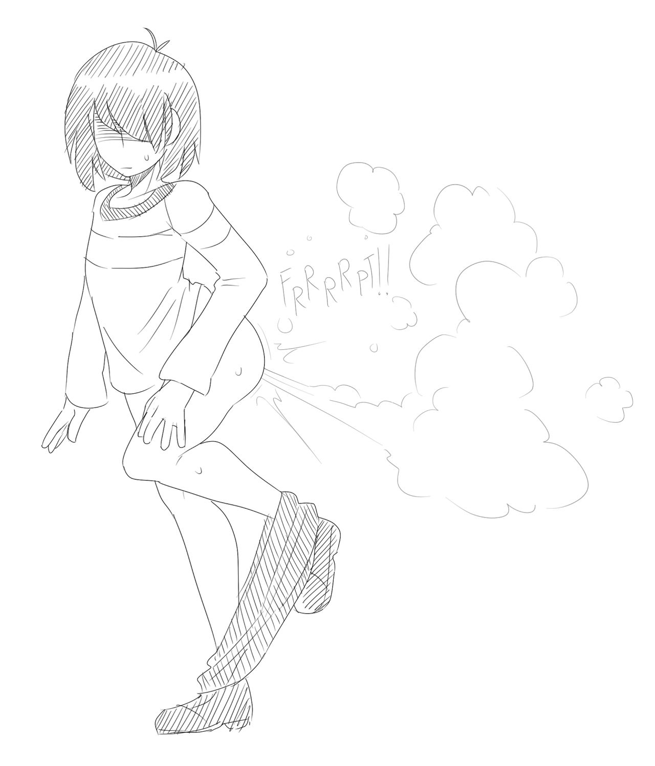 ass, deltarune, fart, fart cloud, fart fetish, farting, kris (deltarune), male, octoboy, solo male