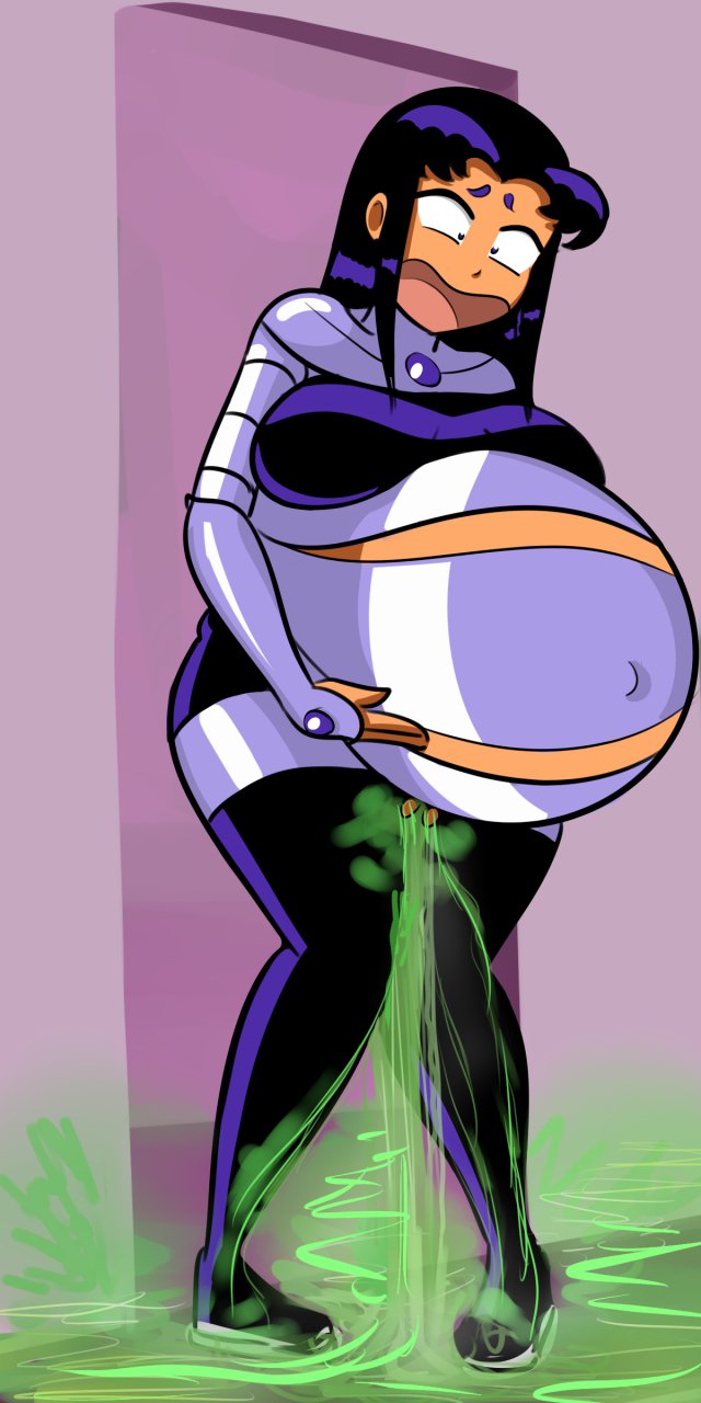 1girls 2d belly big_belly blackfire bodily_fluids breasts clothes clothing dc_comics female female_only imminent_birth komand'r large_belly metalforever orange_skin pregnant pussy ready_to_pop solo standing tan-skinned_female tan_skin teen_titans water_broke