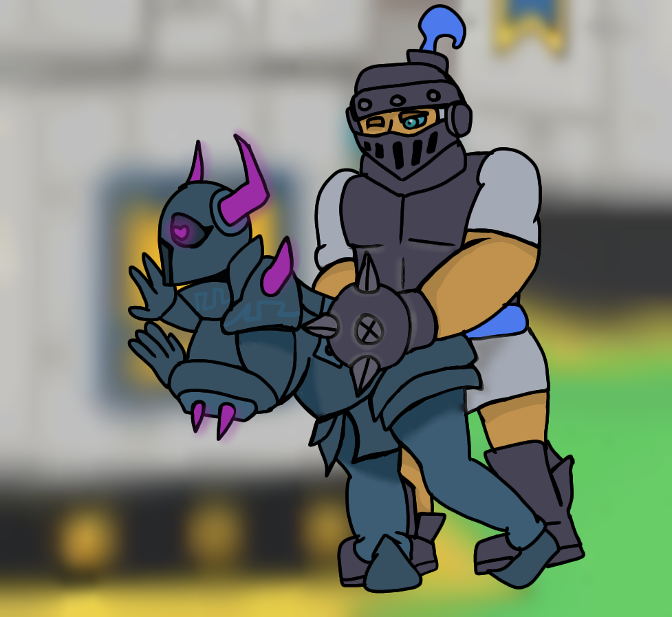 1boy 1boy1girl 1girls 2d 2d_(artwork) 2d_artwork 4_fingers ambiguous_penetration armor armored armored_boots armored_female armored_gloves background blue_eyes blue_sclera blurred_background blurry blurry_background clash_(series) clash_royale clothed clothed_sex digital_art digital_drawing digital_drawing_(artwork) digital_media digital_media_(artwork) digital_painting_(artwork) eyebrows eyes female female_penetrated fingers heart heart-shaped_pupils male male/female male_penetrating male_penetrating_female mega_knight_(clash_royale) one_eye_closed pekka_(clash_of_clans) purple_heart sex standing standing_sex straight straight_sex