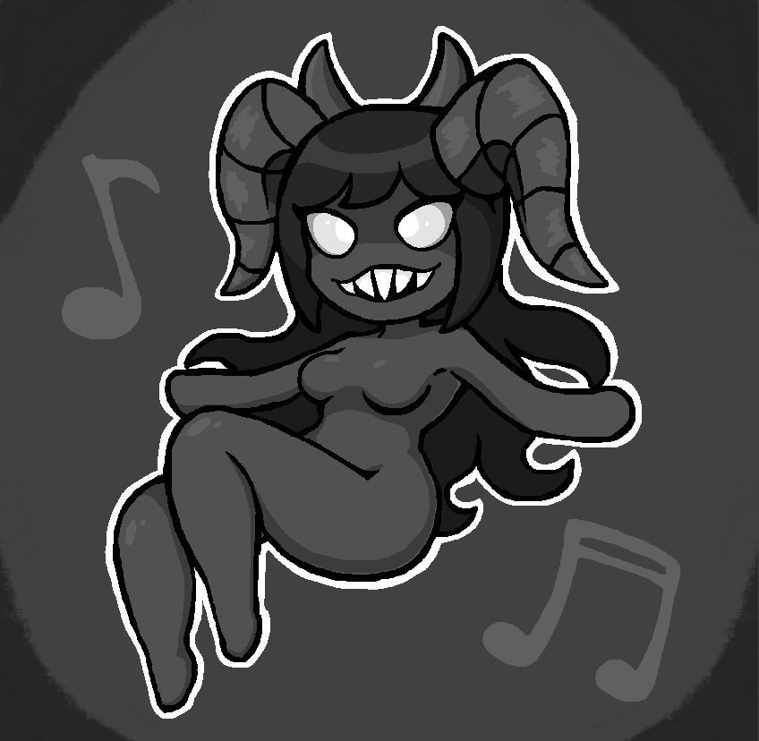 1girls black_body black_hair black_skin blank_eyes demon demon_girl demon_horns featureless_breasts female female_focus genocityzone hair hips horns long_hair nude sharp_teeth siren the_binding_of_isaac the_siren_(the_binding_of_isaac) white_eyes