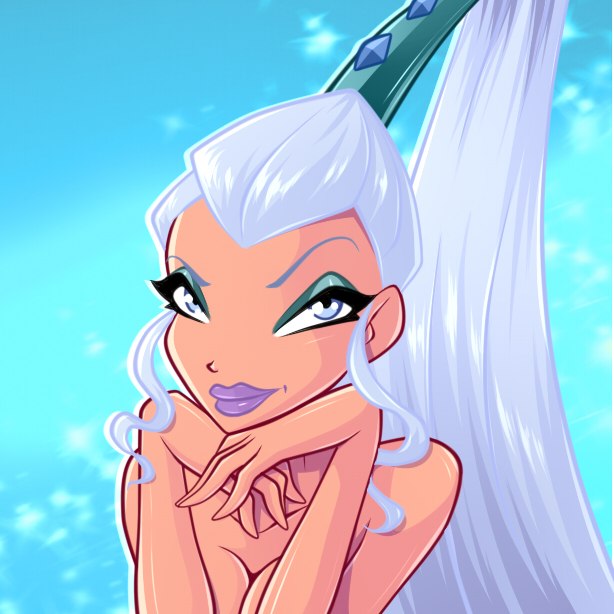 blue_eyes female hand_on_chin icy_(winx_club) ponytail white_hair winx_club zfive