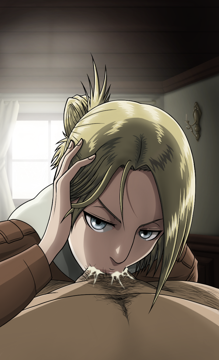 1boy 1girls all_the_way_to_the_base angry annie_leonhardt aquiline_nose attack_on_titan balls_deep bertolt_hoover blonde_hair blowjob blue_eyes brown_jacket cum cum_drip cum_in_mouth cum_in_throat deepthroat deepthroat_holder deepthroat_no_hands eye_contact fellatio female female_focus hair hair_bun head_tilt looking_at_viewer new_epic_artist no_gag_reflex nude_male_clothed_female oral pale-skinned_female petite pov pov_blowjob pov_eye_contact pubic_hair seductive_eyes seductive_mouth shingeki_no_kyojin skinny slim tagme tagme_(artist) teenager tied_hair unseen_male_face