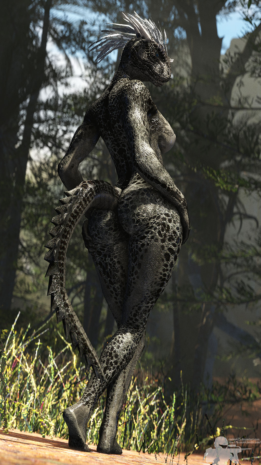 1girls, argonian, ass, casual, female, female only, naked, nudist, rookie425, scalie, tail, the elder scrolls