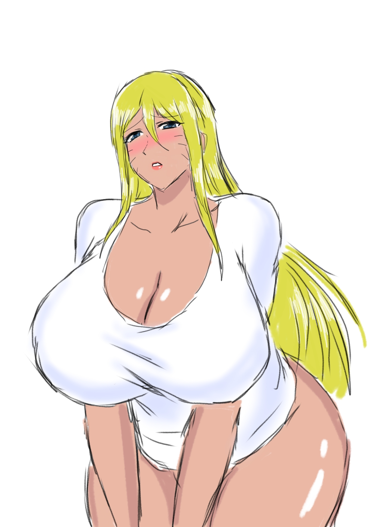 1girls, bbw, bedroom eyes, big breasts, blonde hair, blush, bottomless, breasts, busty, chubby, chubby female, cleavage, curvaceous, curvy, curvy figure, female, female focus, female only, gender transformation, genderswap, genderswap (mtf), half-closed eyes, huge breasts, large breasts, light skin, light-skinned female, lips, lipstick, long hair, makeup, narrowed eyes, naruko, naruto, naruto (classic), naruto (series), naruto shippuden, no panties, oppai, pink lips, pink lipstick, pinup, pose, posing, rule 63, sexy no jutsu, shounen jump, solo, solo female, solo focus, standing, t-shirt, tight clothing, transformation, uzumaki naruto, voluptuous, wide hips, yellow hair