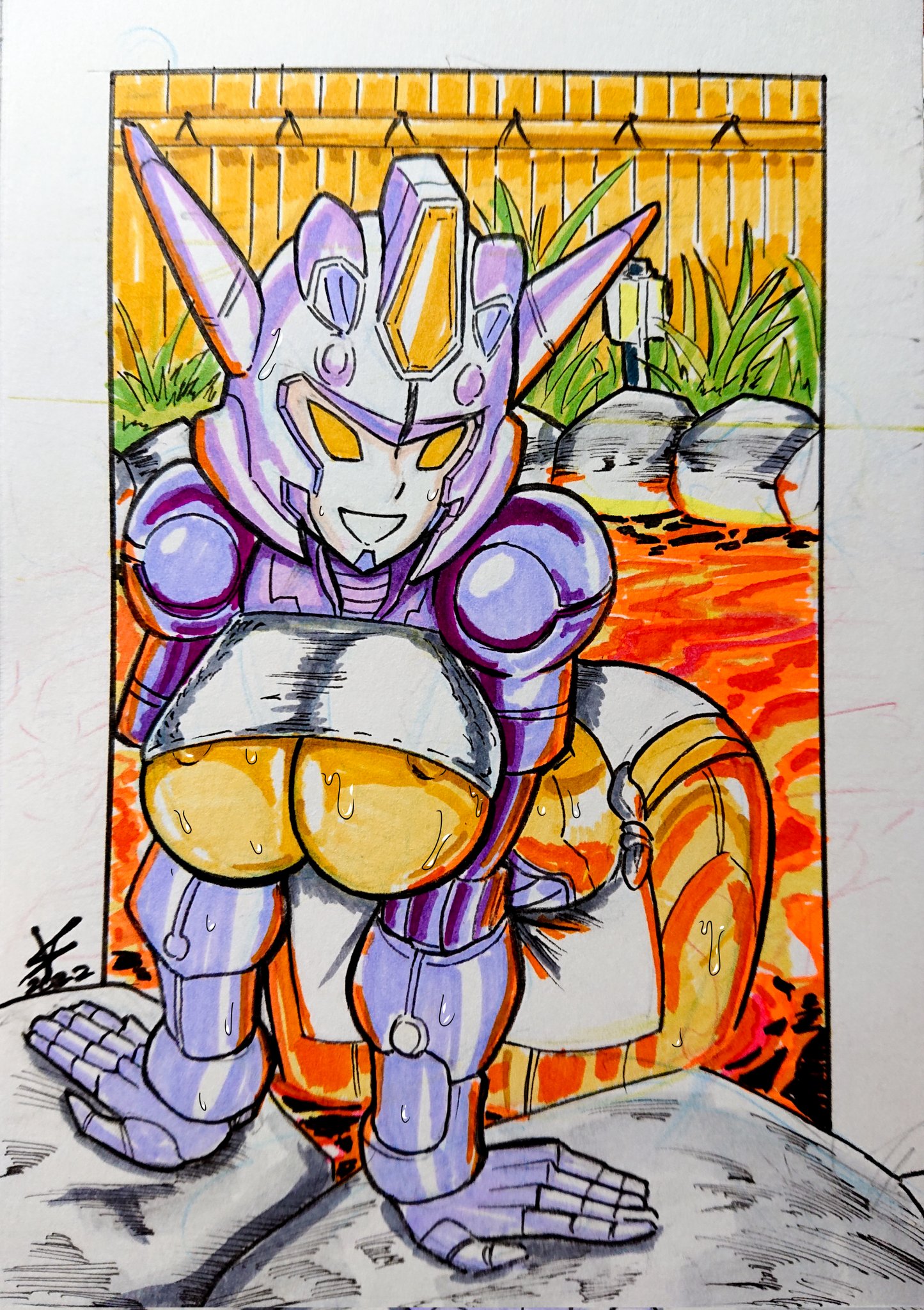 1girls, 2d, 2d (artwork), bathhouse, big breasts, breasts, cleavage, decepticon, drawn, female, female decepticons, female only, giant breasts, gynoid, hand drawn, hasbro, helmet, huge breasts, large breasts, multicolored body, nipple peek, nipple slip, onsen, pinup, smiling, smiling at viewer, solo, takara tomy, thick thighs, thunderblast, towel, towel around breasts, towel around waist, towel only, traditional media (artwork), transformers, transformers cybertron, underboob, ventis2099 (artist), wide hips, yellow eyes
