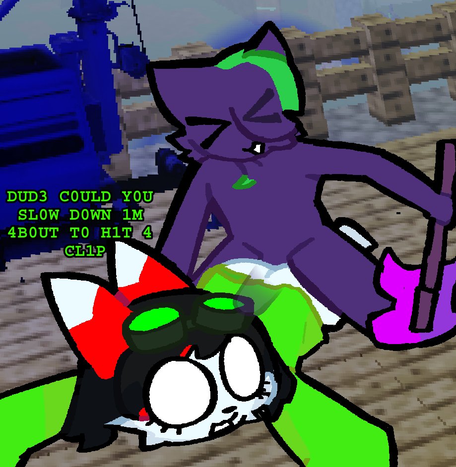anal, anal penetration, anal sex, anthro on anthro, big penis, cat, chest hair, dante (pursuitcore), evilincarn8te, female, fox, green hair, male, mikaela (pursuitcore), penis, penis in ass, purple fur, pursuitcore, roblox, roblox game, rough sex, white fur, x-ray, x3