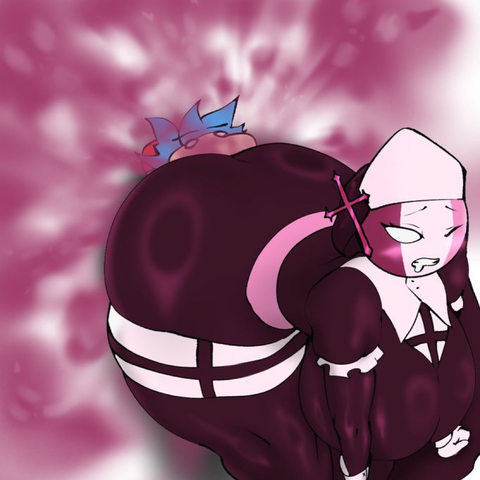 1girls, against wall, ass, ass focus, dajugong, embarrassed, fart, fart fetish, female, friday night funkin, friday night funkin mod, huge ass, meme, nun, nun outfit, pink fart, sarvente (dokki.doodlez)
