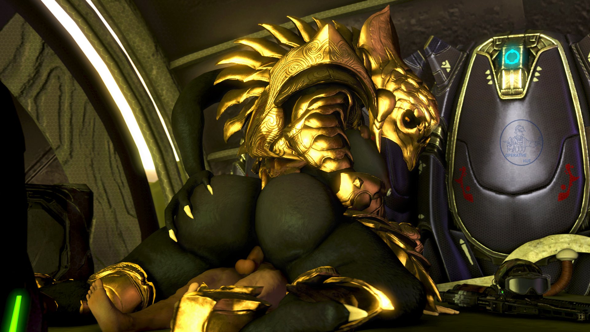 1boy, 1girls, 3d, alien, alien girl, arbiter (halo), armor, ass, ass grab, athletic, athletic female, big ass, big breasts, big dom small sub, bottomless, breasts, clothed female nude male, cowgirl position, female, female sangheili, femdom, grabbing own ass, halo (series), hand on ass, helmet, huge ass, huge breasts, human, human penetrating, humanoid, interspecies, larger female, male, male human/female alien, male human/female humanoid, nude, nude male, operatorhu3 (artist), partially clothed, partially clothed female, riding, rule 63, sangheili, sex, smaller male, tagme, thel 'vadam