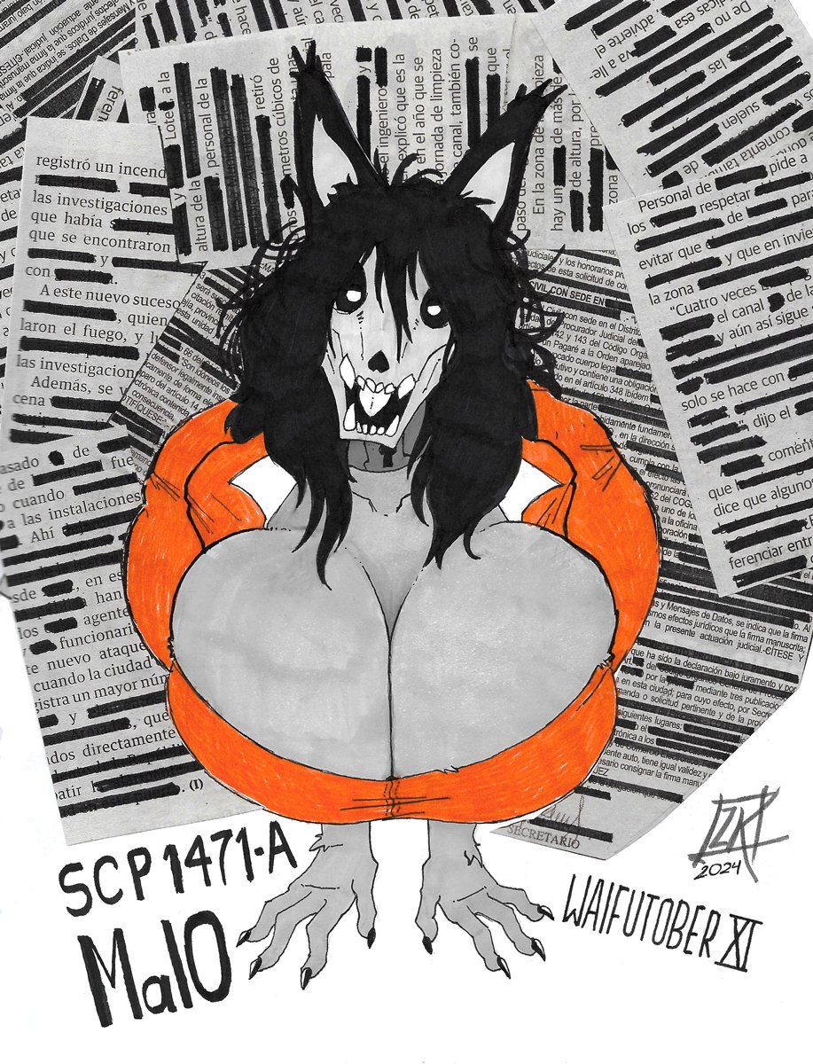 big_breasts huge_breasts mal0 malo monster_girl scp-1471 scp-1471-a scp_foundation skull_head zwitterkitsune