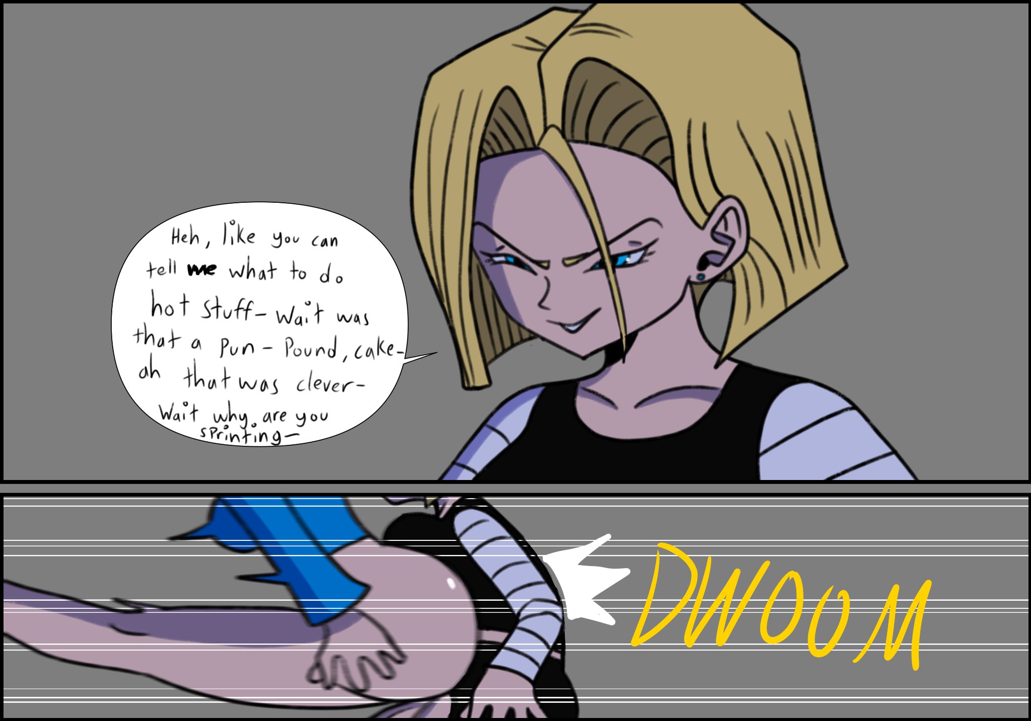 2girls, android 18, bulma briefs, dragon ball, dragon ball z, female, futanari, future bulma, intersex, skurigami