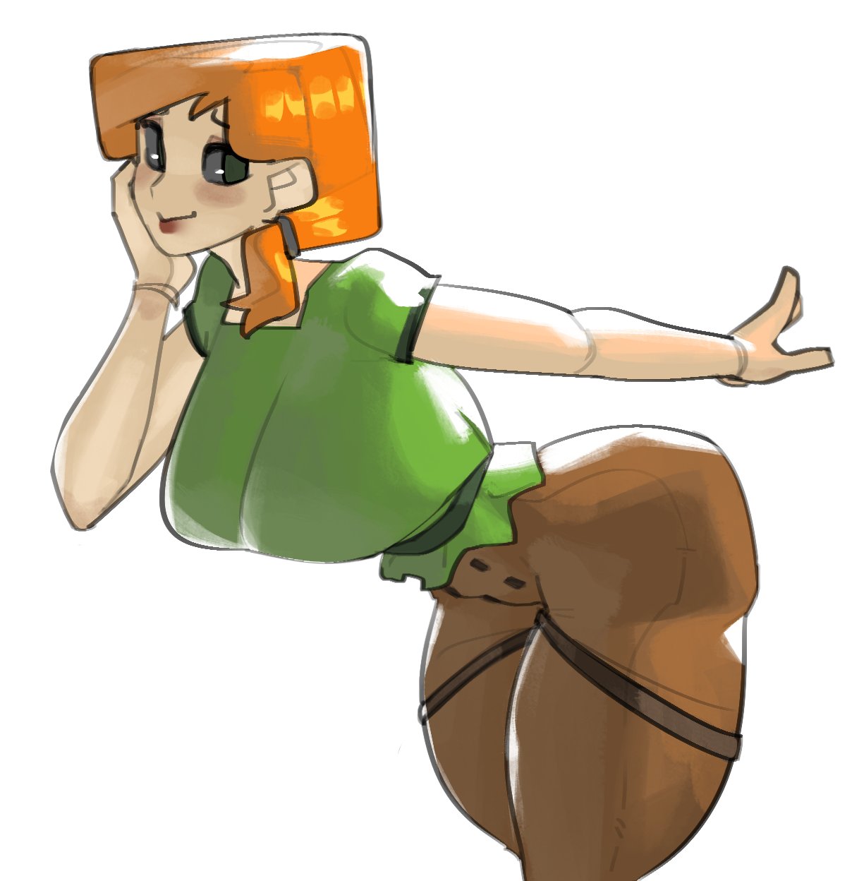 adorable alex_(minecraft) arm ass ass_bigger_than_head big_ass big_breasts big_butt breasts breasts_bigger_than_torso cute cute_face female female_only large_ass large_boobs large_breasts minecraft orange_hair rayschera red_hair redhead_female square square_body square_head tagme thick_thighs thighs thighs_bigger_than_head thighs_bigger_than_torso