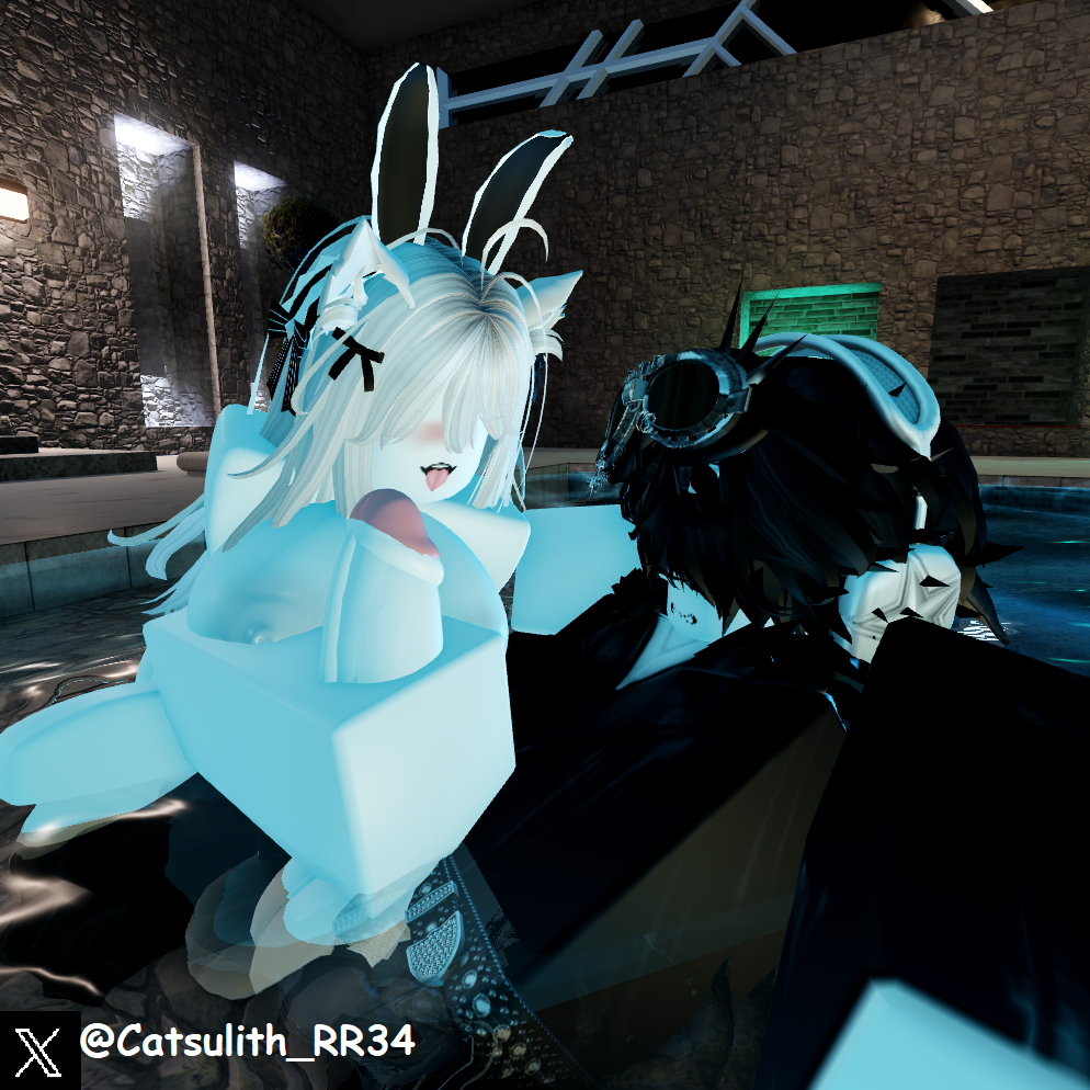 1boy 1girls 3d bunny_ears cat_ears catsulithr34 collaboration handjob nude pool roblox roblox_avatar roblox_studio robloxian self_upload tagme white_hair