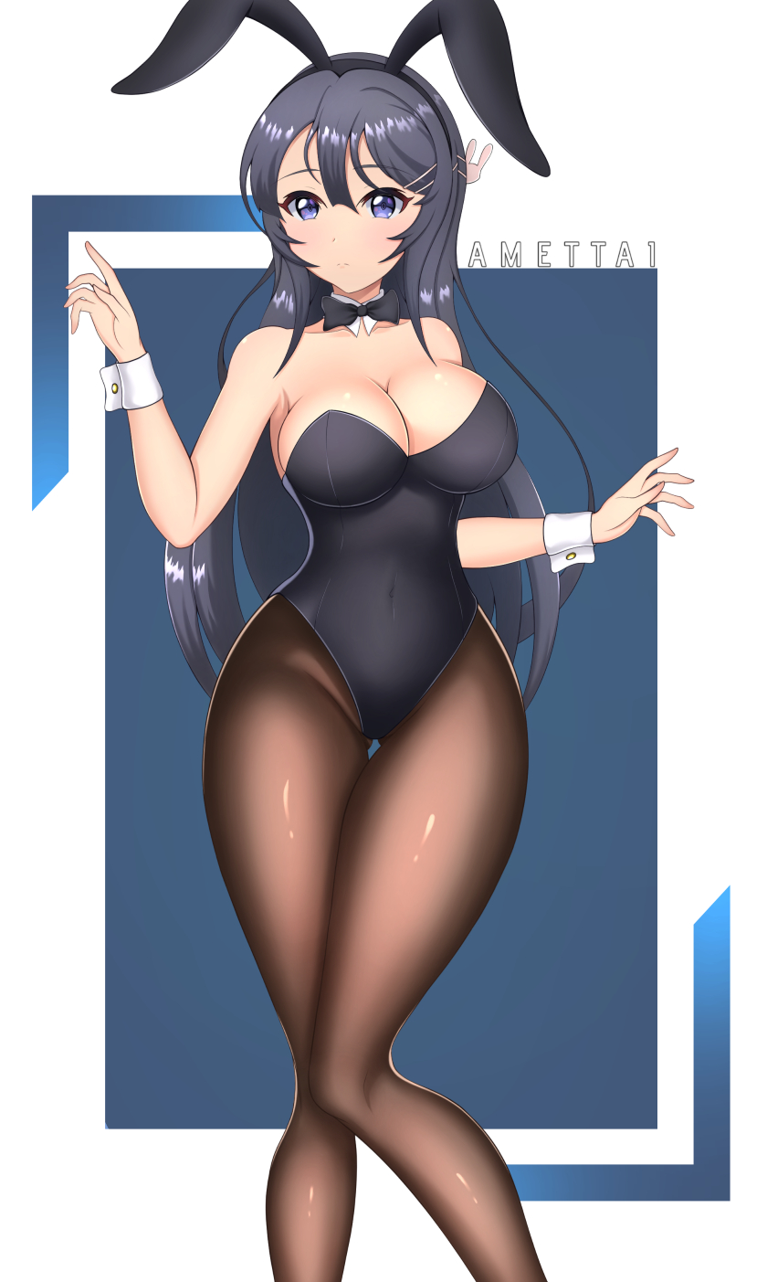 1girls, alternate costume, amettai, breasts, bunny ears, bunny girl, bunnysuit, clothed, clothing, female, sakurajima mai, seishun buta yarou wa bunny girl senpai no yume wo minai, solo, tagme