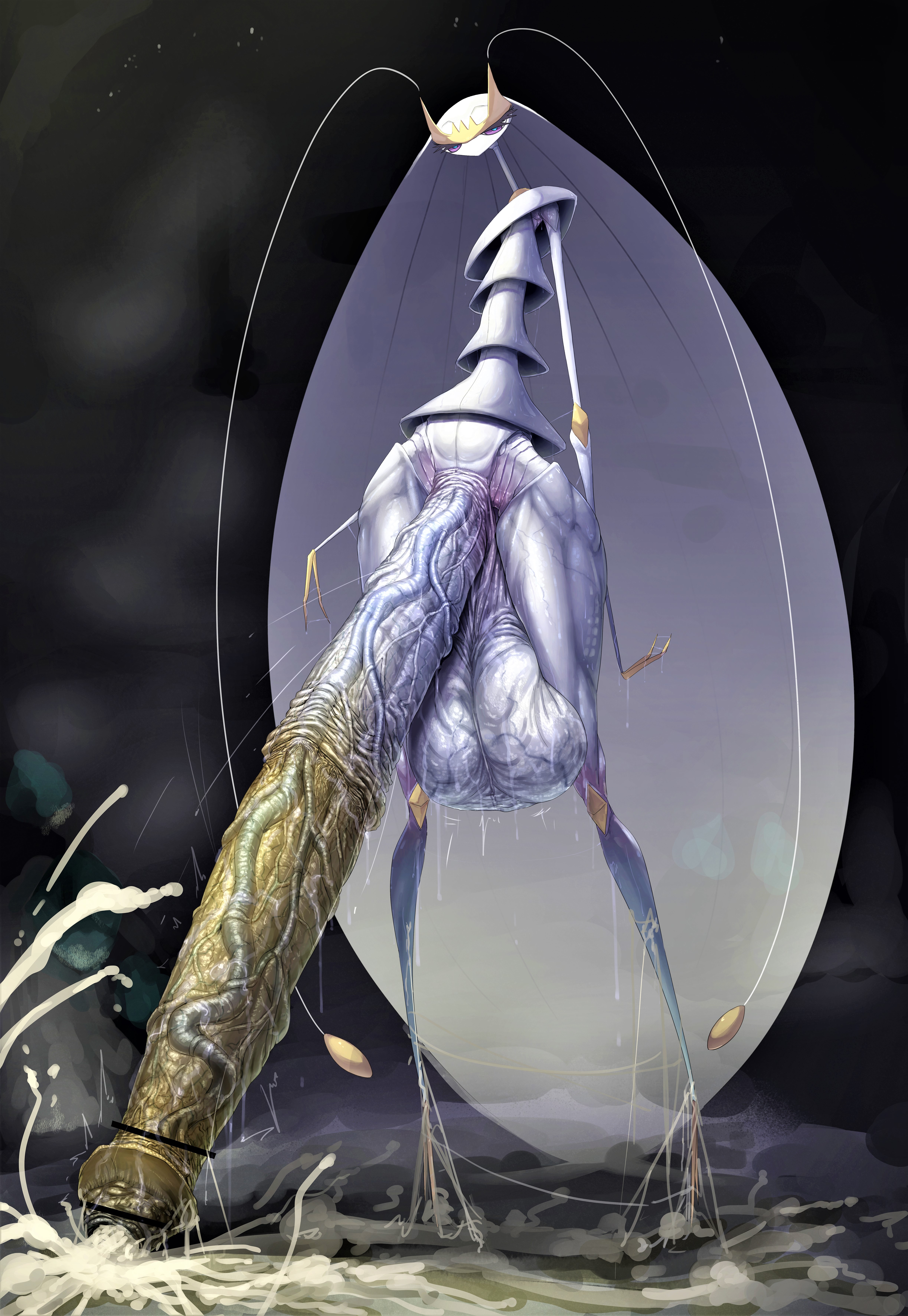 1boy, balls, canvassolaris, cum, cumshot, femboy, huge balls, huge cock, hung femboy, hung trap, hyper, hyper penis, insects, long penis, looking at viewer, male, male only, monster, muscular, penis, pheromosa, pokemon, pokemon (species), taller male, thick thighs, thighs, veins, veiny penis
