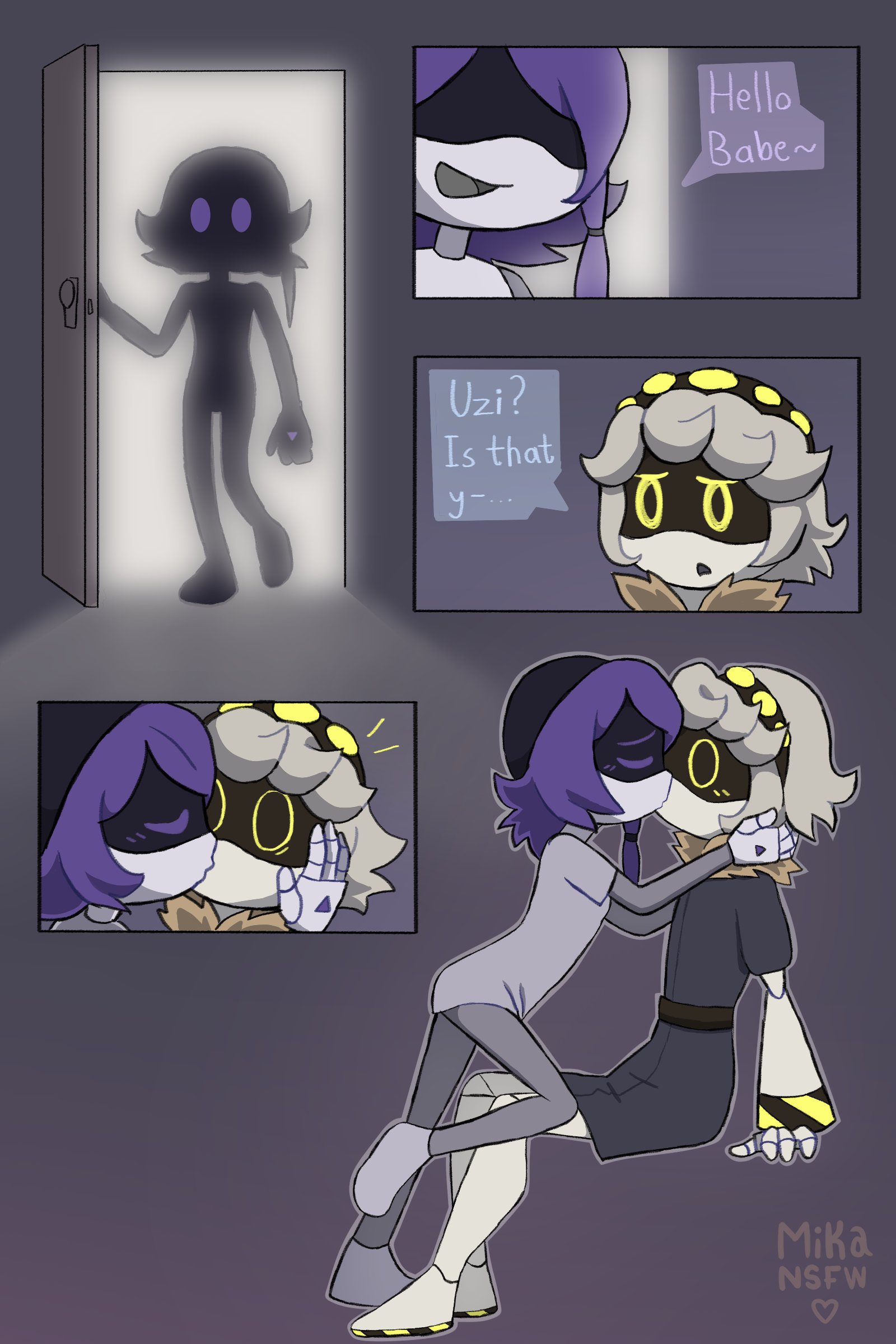 comic, comic page, disassembly drone, female, glitch productions, mikansfw, murder drones, n (murder drones), nori (murder drones), robot, robot boy, tagme, white body, worker drone