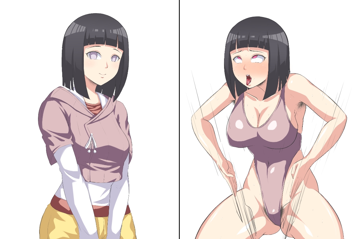 armpit hair, ass, before and after, boruto, boruto: naruto next generations, brainwashing, breasts, female, haigure, highleg, highleg leotard, hypnosis, hyuuga hinata, large ass, large breasts, naruto, naruto (series), thick thighs, uzumaki hinata, wide hips
