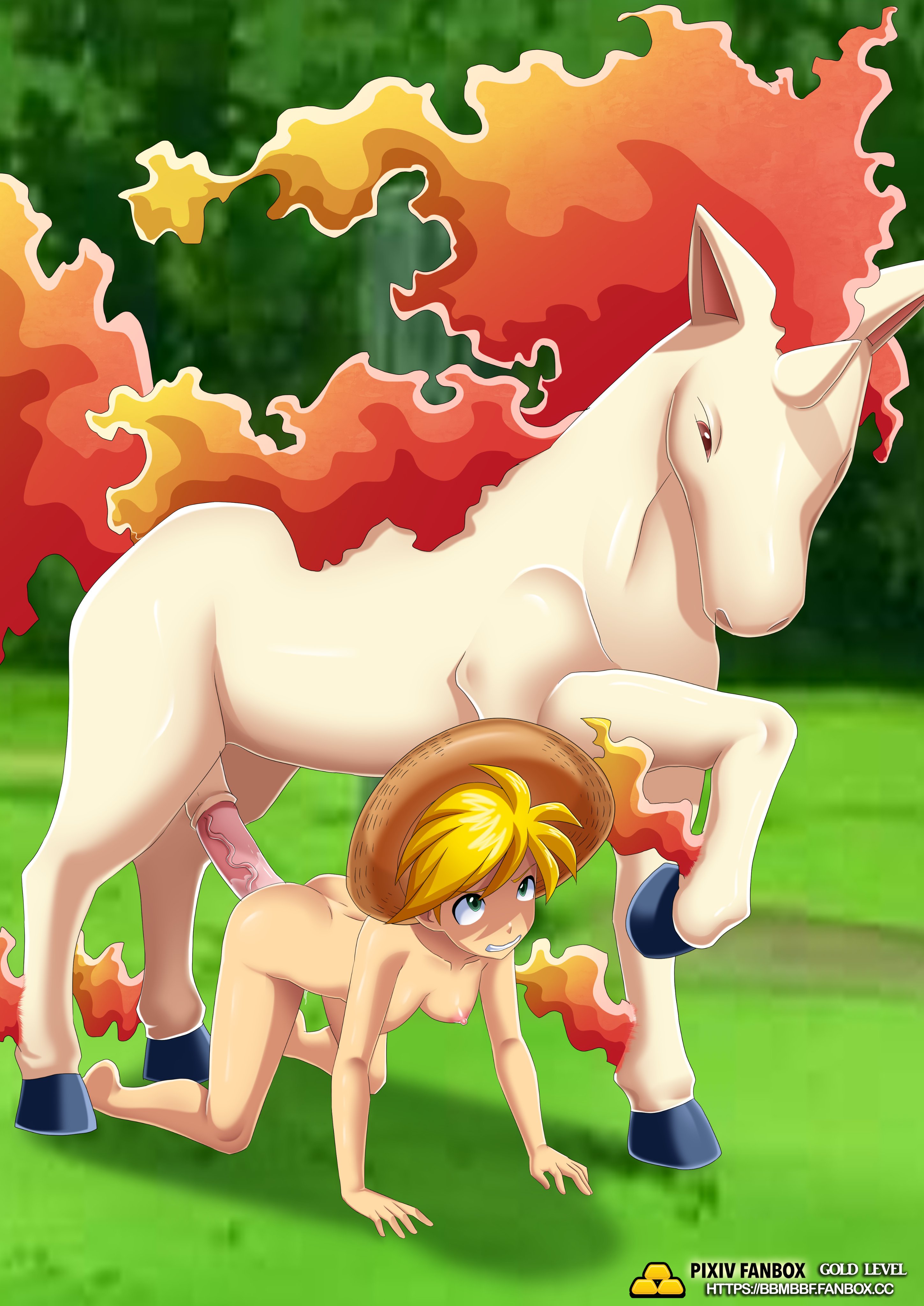 bbmbbf, female, gold level, horse, horsecock, male, nintendo, palcomix, penis, pietros secret club, pokemon, pokemon (manga), pokemon adventures, pokephilia, pokepornlive, rapidash, yellow (pokemon), zoophilia