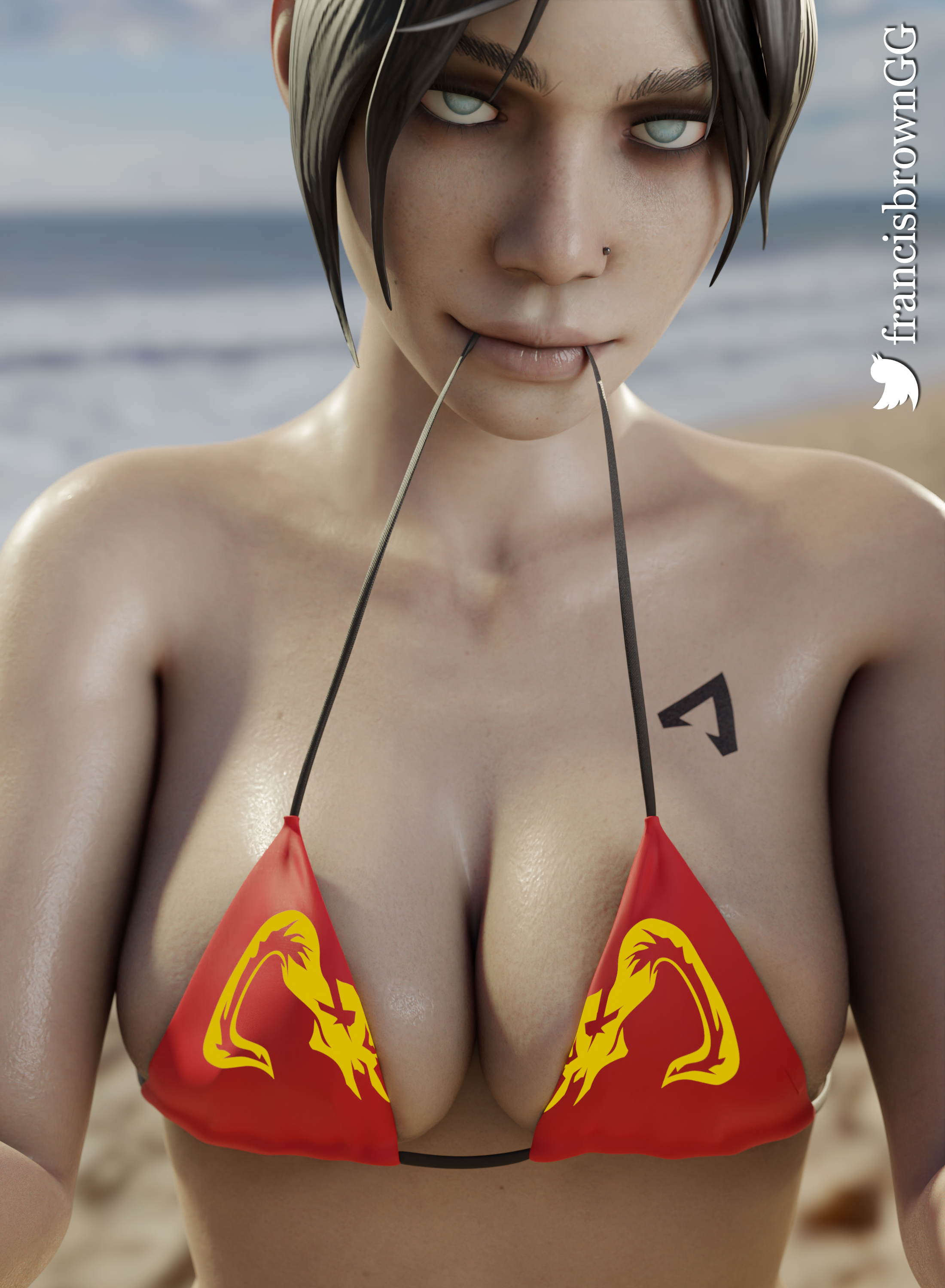 1girls, 3d, apex legends, big breasts, blender, breasts, cleavage, female, female only, francis brown, large breasts, solo, wraith (apex legends)