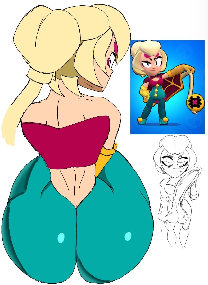1futa, ass, back view, big ass, big penis, blonde hair, brawl stars, charlie (brawl stars), circus, clothing, doodoo607, erection, french, futa only, futanari, huge cock, light skin, long hair, slim waist, solo, veiny penis
