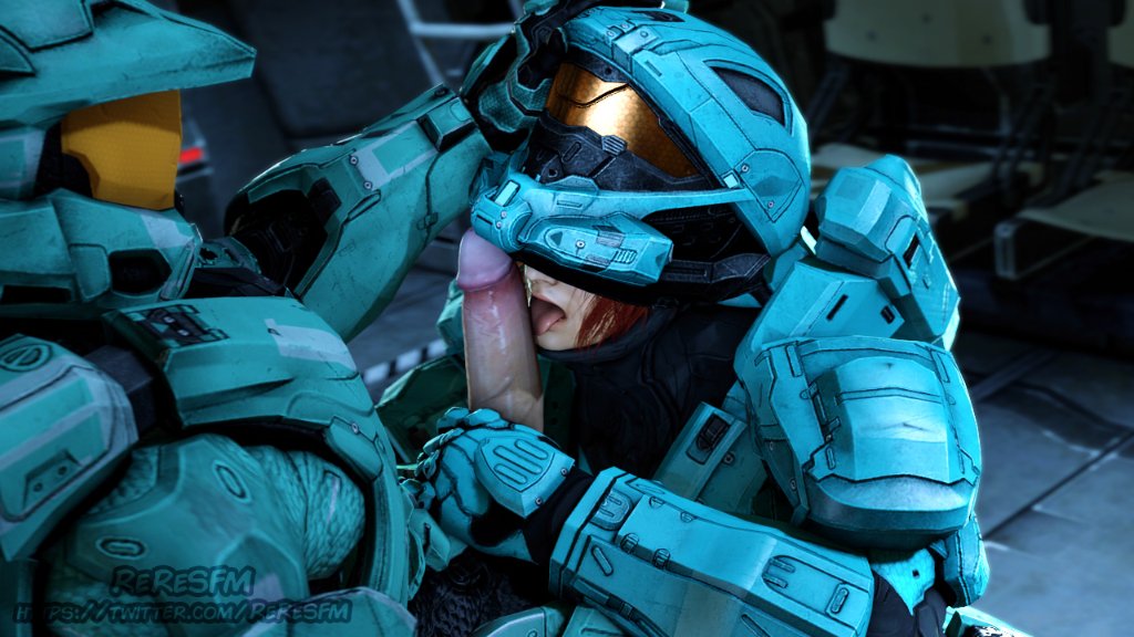 1boy 1girls agent_carolina armor blowjob carolina female female_focus halo_(series) hand_on_head helmet male male/female penis red_vs_blue reresfm spartan_(halo) tagme tucker_(halo) whitewashed