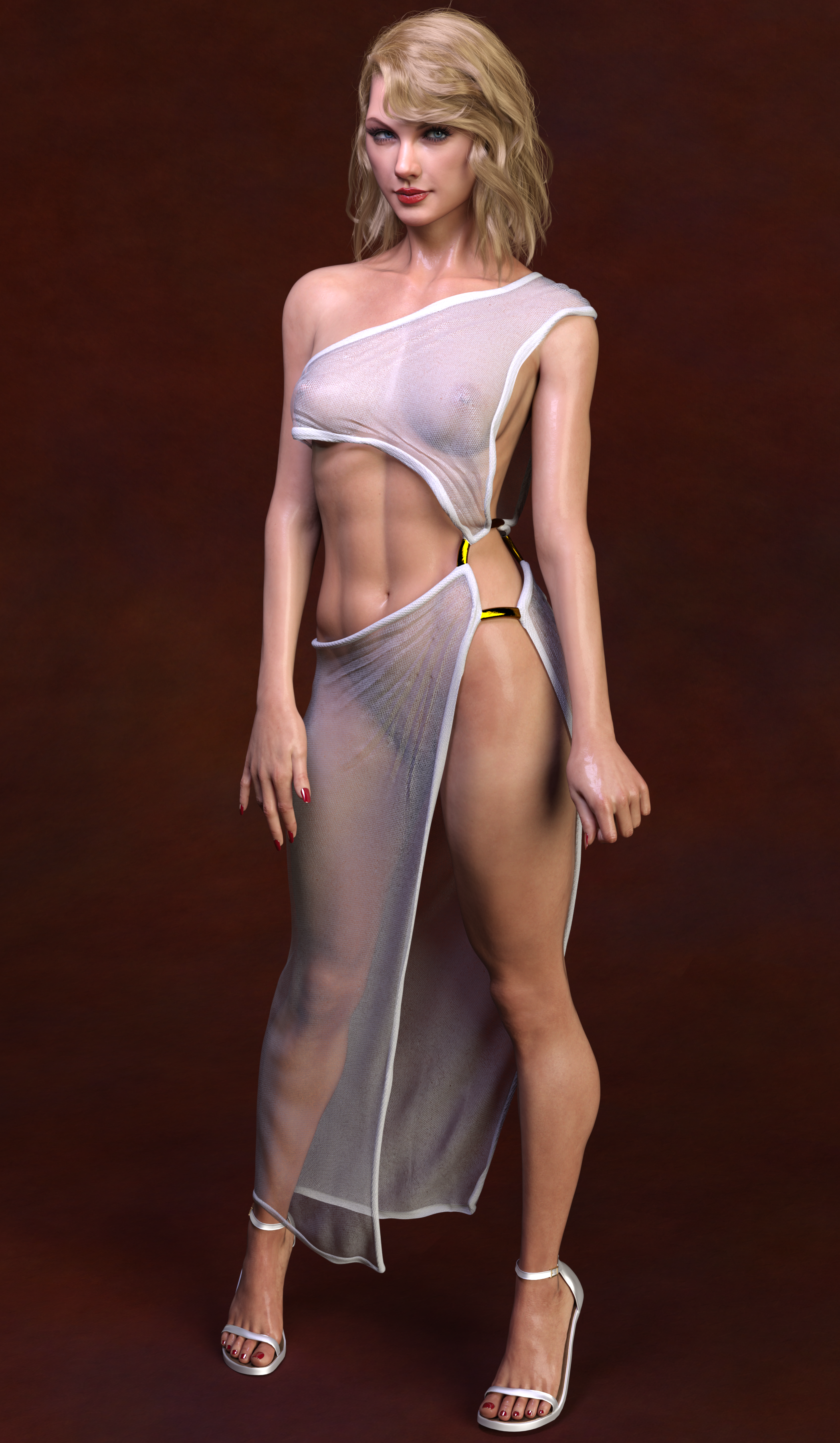 1girls, 3d, blonde hair, breasts, celebrity, female, female only, nipples, nipples visible through clothing, planetex, real person, solo, taylor swift, translucent clothing