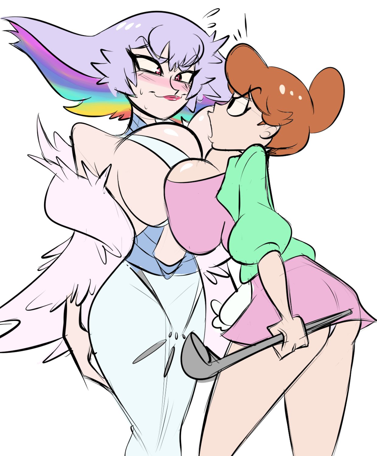 2019, 2girls, breasts, female, gray-eggs-n-ham, huge breasts, kill la kill, kiryuuin ragyou, mankanshoku sukuyo, milf, yuri