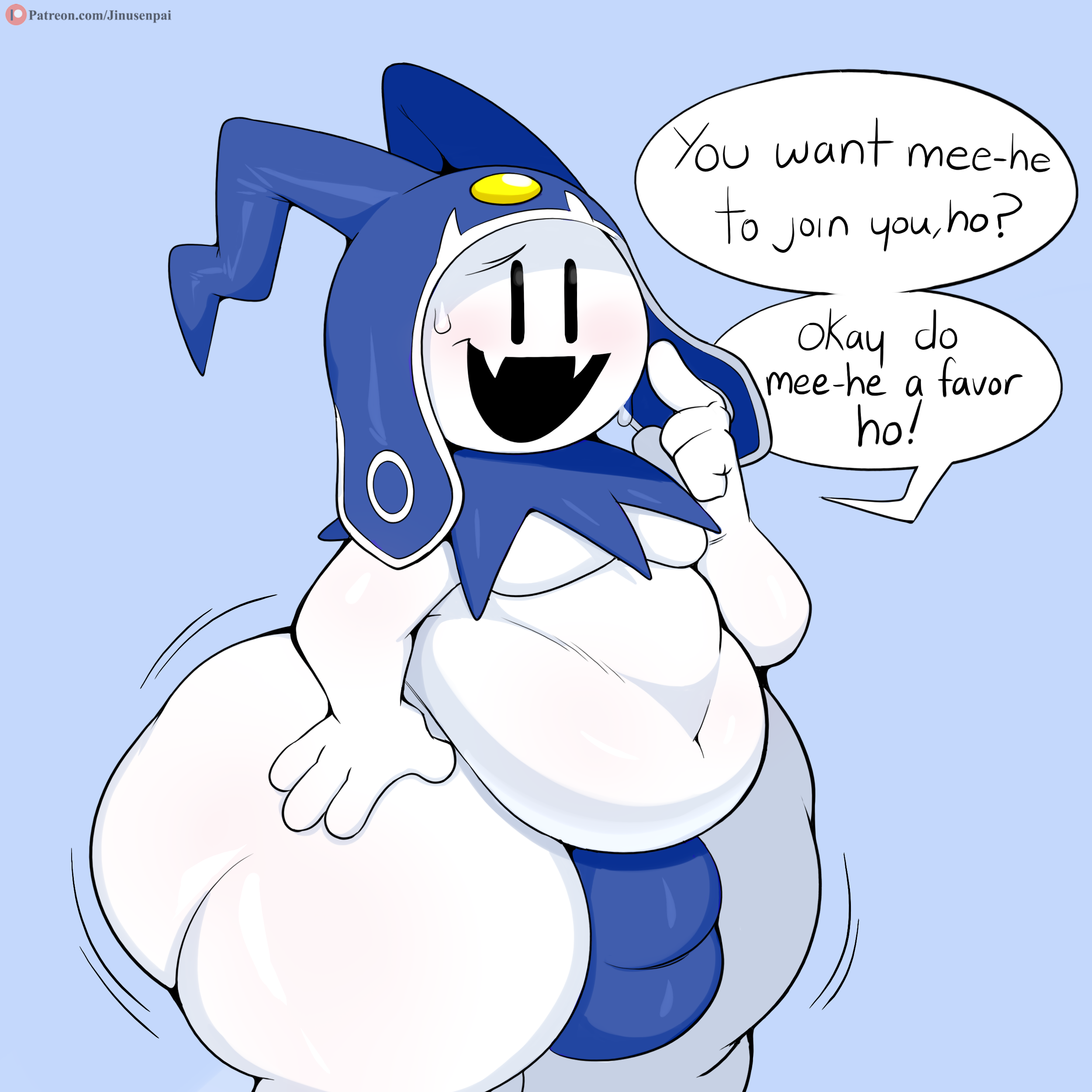 1boy, 2021, anthro, anthro only, anthrofied, ass, belly, big ass, big belly, bubble ass, bubble butt, bulge, chubby, english text, fat ass, fat male, femboy, hi res, highres, huge ass, hyper ass, jack frost (megami tensei), jinu, male, male only, massive ass, massive butt, massive thighs, naked, round ass, shortstack, shortstack femboy, solo, solo male, text, thick, thick ass, thick legs, thick thighs, thighs, uncensored
