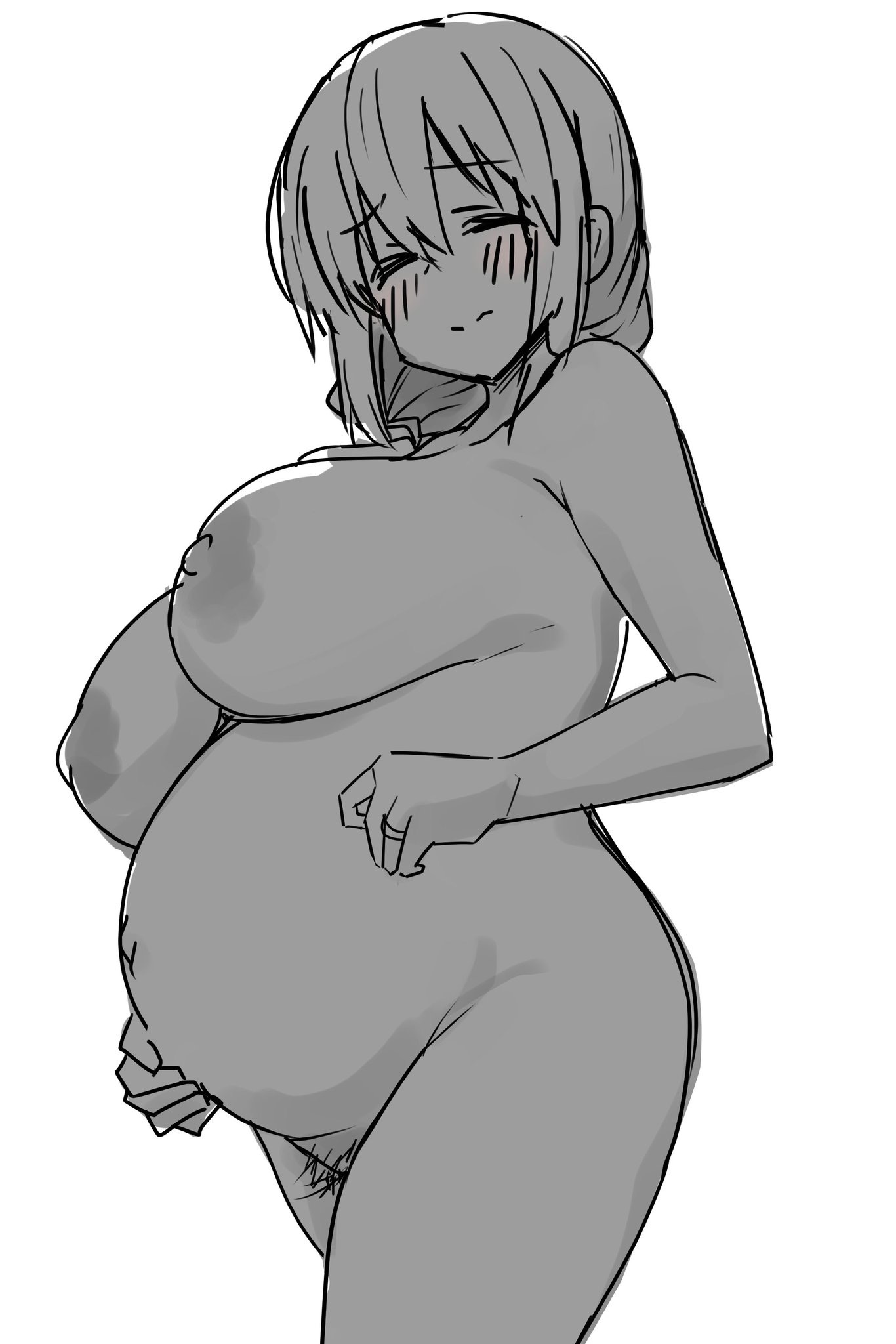 1girls, artist request, big breasts, breasts, completely nude, female, female only, married female, milf, nude, pregnant, pregnant older female, ready to pop, ring, solo, thick thighs, uzaki tsuki, uzaki-chan wa asobitai!, wedding ring