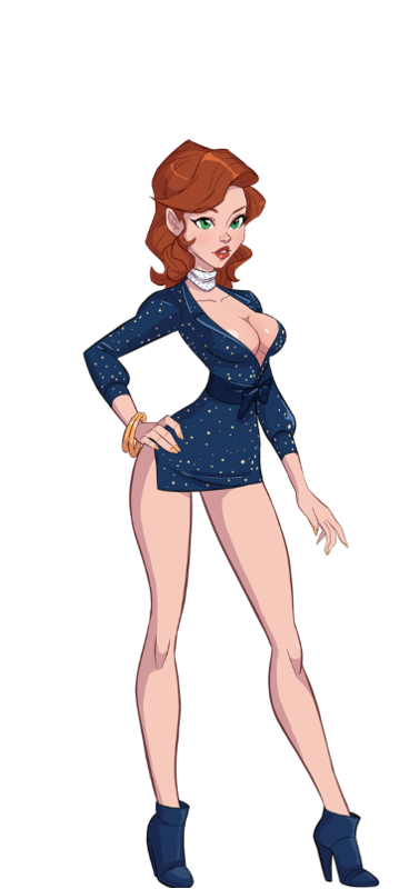 1girls 2020 alpha_channel bianca_(kink_inc.) big_breasts blue_dress blue_high_heel_boots character_profile character_sheet clothed_female curly_hair diamond_necklace dress green_eyes high_heels kink_inc. legs light-skinned_female long_sleeves looking_at_viewer model_sheet nutaku orange_hair pale-skinned_female revealing_breasts revealing_clothes short_dress small_dress spotted_dress tender_troupe transparent_background