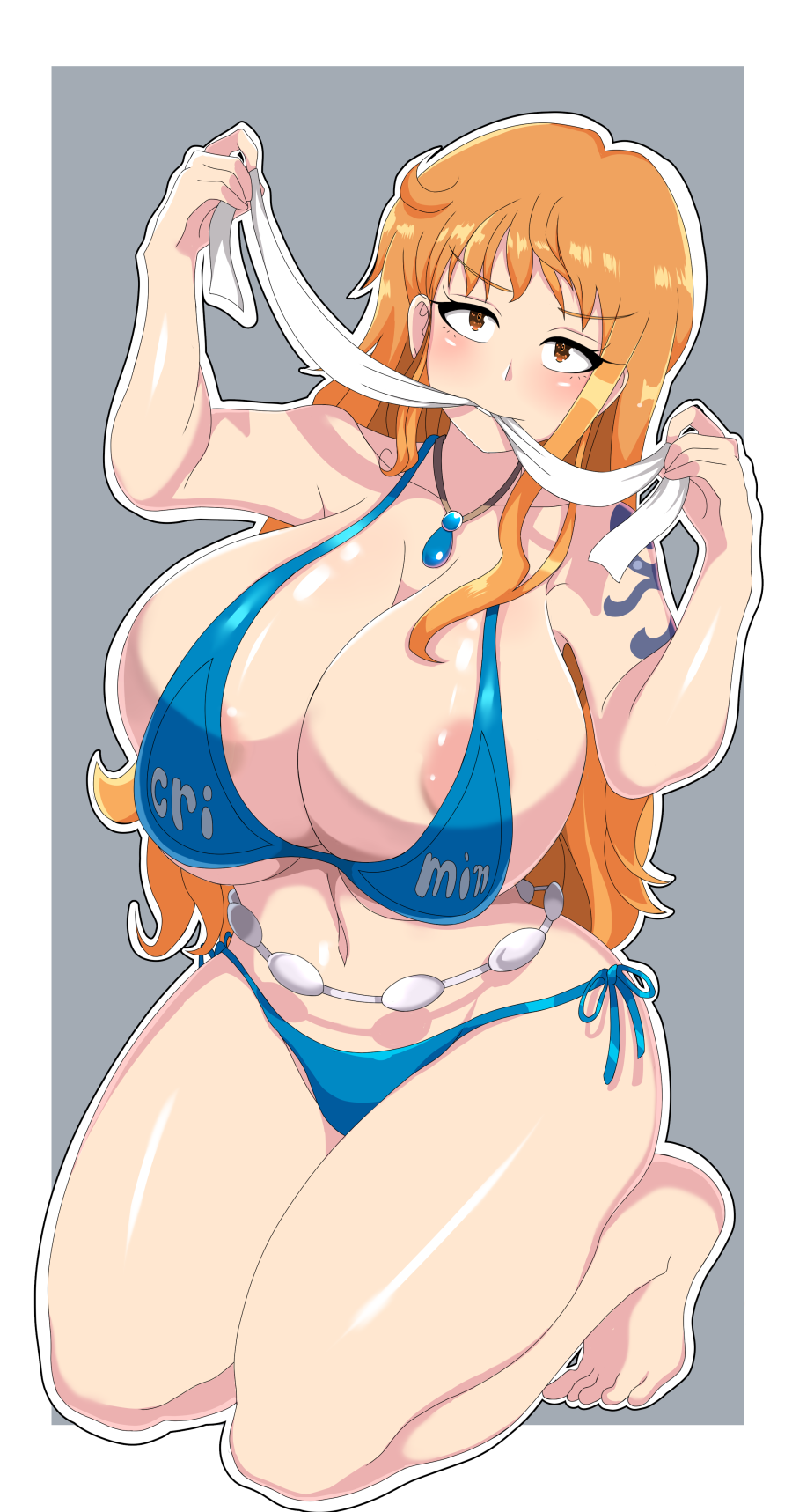 big_breasts bikini female female_only long_hair nami one_piece orange_hair senak012 shounen_jump tagme