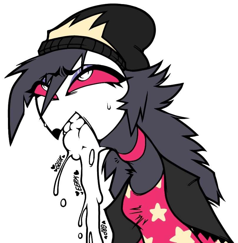 animal, anthro, avian, bird, breasts, cum, demon, female, helluva boss, hypercawk, octavia (helluva boss), owl, owl demon, small breasts, vomit, white background