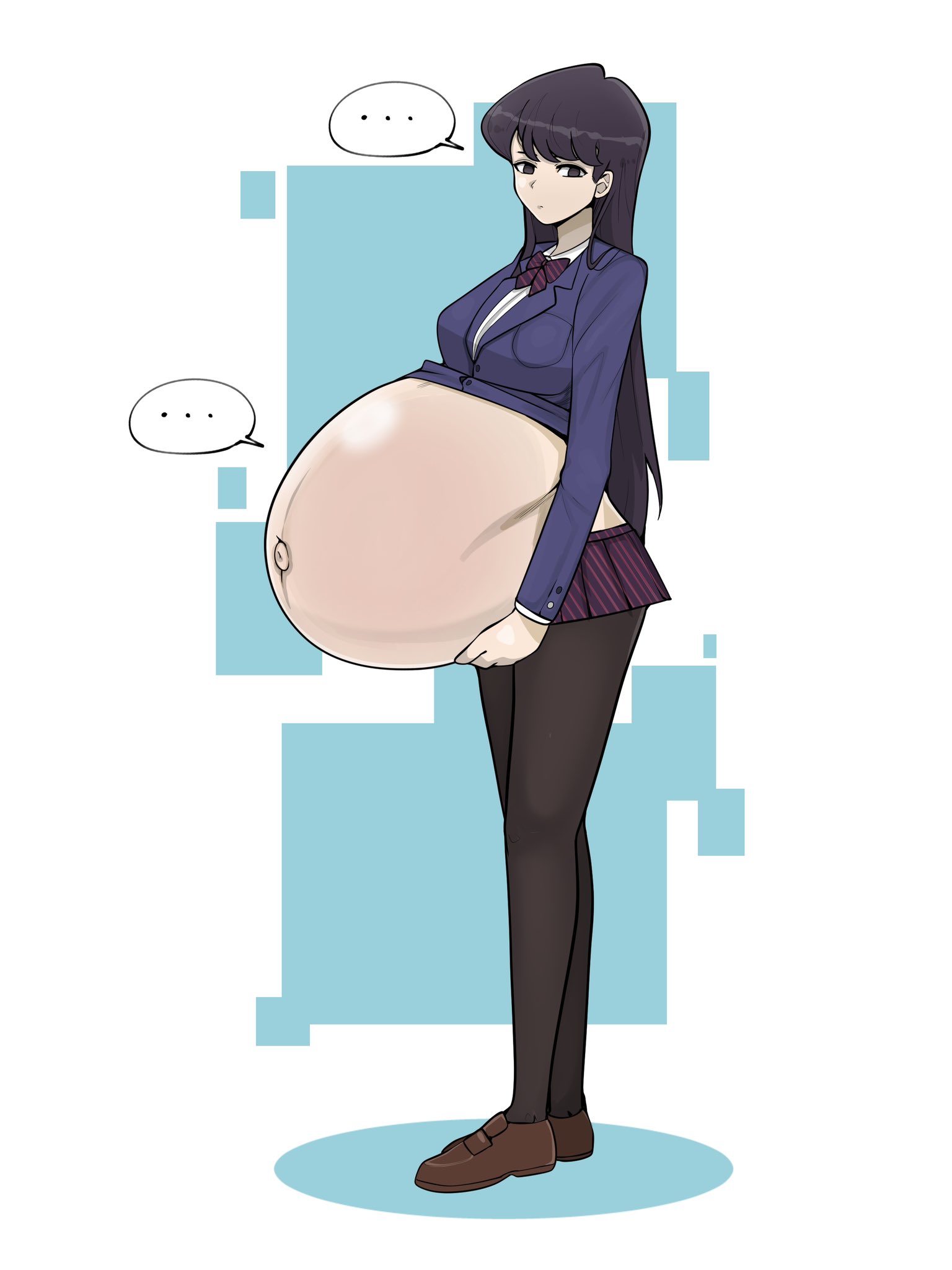 1girls, female, female only, huge belly, hyper belly, hyper pregnancy, komi shouko, komi-san wa komyushou desu, pregnant, ready to pop, solo, zeruxu