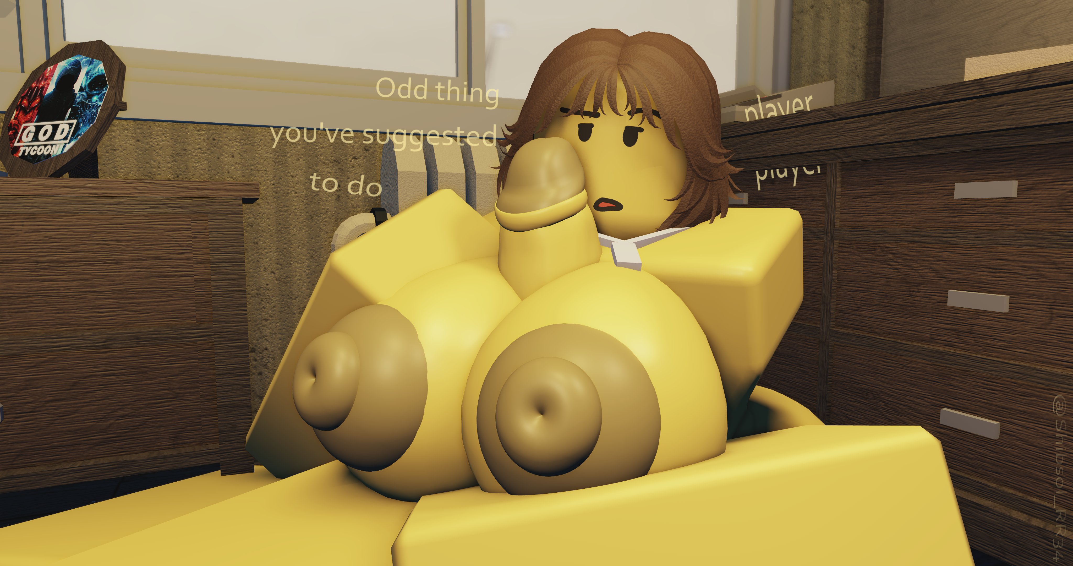 1boy, 1girls, 3d, blood debt, completely nude, paizuri, roblox, robloxian, shibsol rr34, tagme, tagme (character), yellow skin