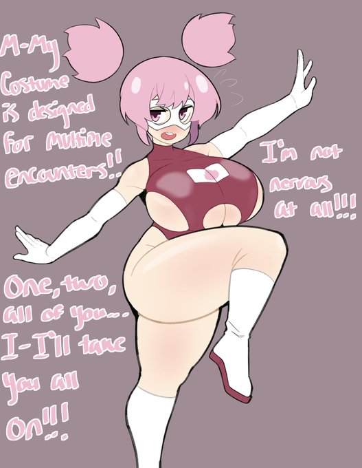 1girls, 2021, action pose, ass, big ass, big breasts, big hips, big thighs, blush, breasts, cleavage cutout, clothing, confident, curvaceous, curves, curvy, curvy body, curvy female, curvy figure, curvy hips, dialogue, elbow gloves, english text, eye mask, female, flare (vammzu), grey background, heroine, hips, huge breasts, knee boots, large breasts, large hips, large thighs, light skin, light-skinned female, looking at viewer, oc, original, original character, pale skin, pale-skinned female, pink eyes, pink hair, pose, revealing clothes, simple background, solo, solo female, solo focus, superheroine, talking to viewer, text, thick thighs, thighs, twintails, vammzu, white elbow gloves, wide hips