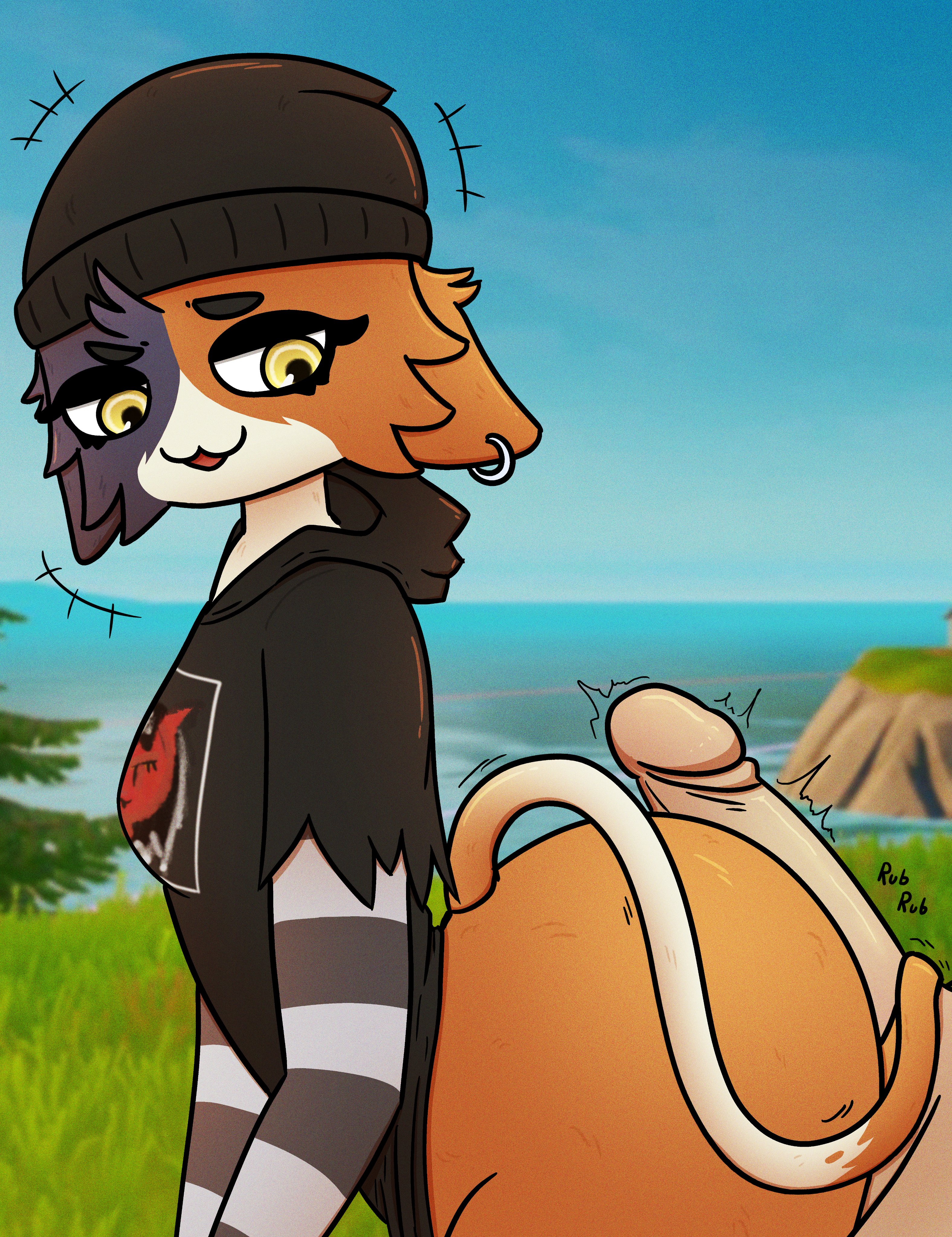 alternate version available, assjob, big ass, big penis, buttjob, cat ears, cat girl, cat humanoid, catgirl, fortnite, fortnite: battle royale, meow skulls (fortnite), pantless, penis between ass