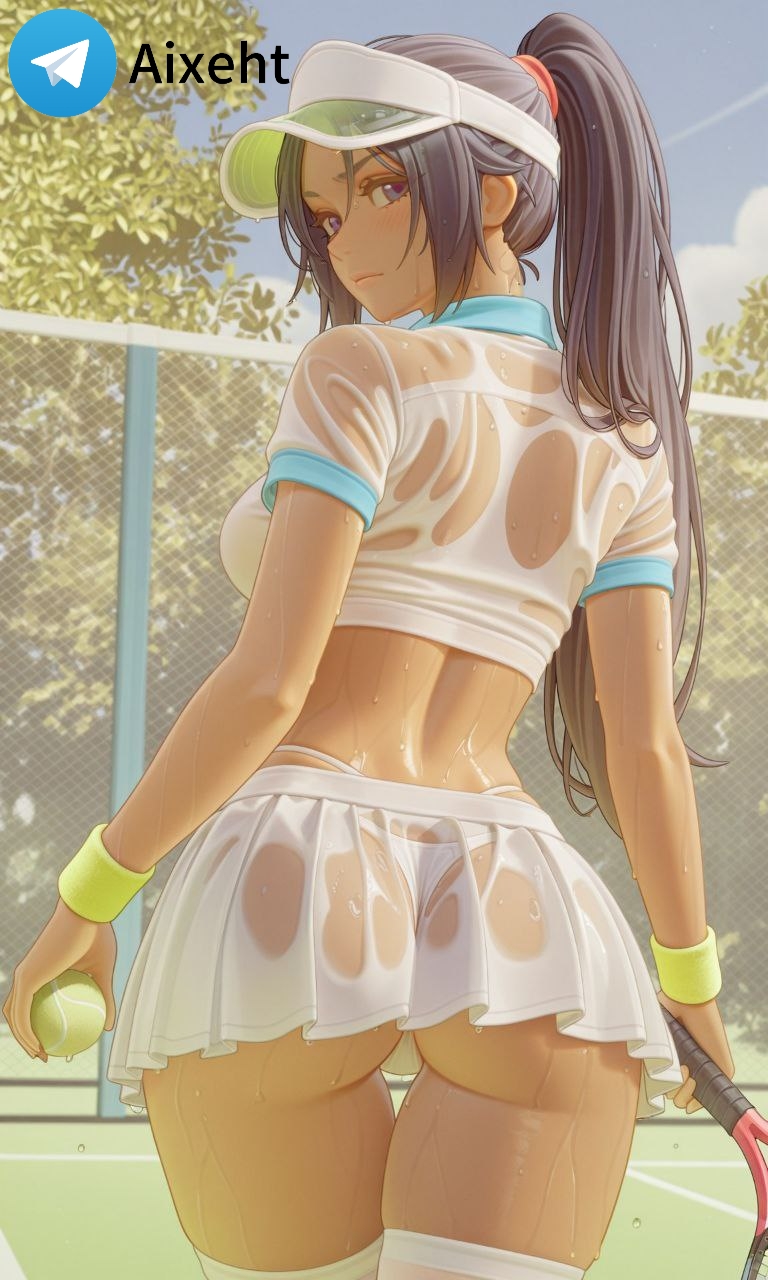 1girls, ai generated, anime, ass, bleach, breasts, crop top, female, female only, from behind, looking at viewer, panties, see-through clothing, shihouin yoruichi, solo, tennis uniform, thighhighs, thong, wet, wet clothes