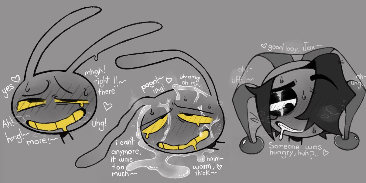 cum, cum on face, dialogue, eyeshadow, genderswap (ftm), grey blush, jax (the amazing digital circus), jester, jester hat, male, male/male, pomni, pomni (the amazing digital circus), rule 63, semi colored, sketch, sweat, tagme, tears, the amazing digital circus, yaoi, yellow sclera, yellow teeth
