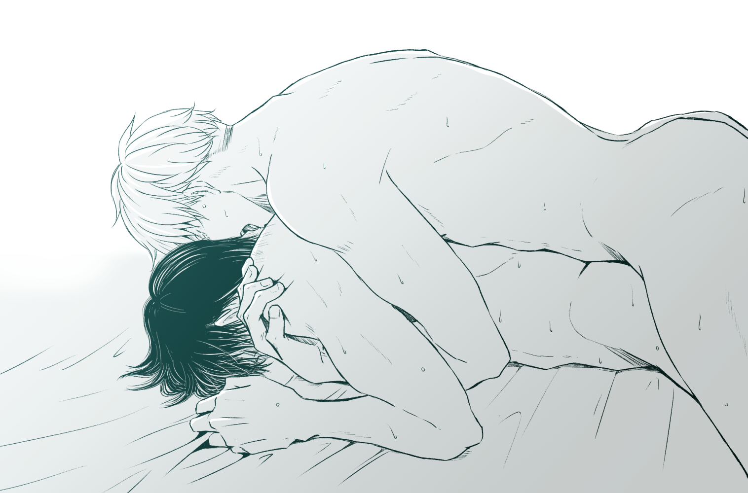 2boys, anal, anal sex, completely nude, gay, jujutsu kaisen, male, male focus, male on male, male only, male penetrated, male penetrating, male penetrating male, muscular, muscular male, nude, nude male, penetration, satoru gojo, text, toji fushiguro