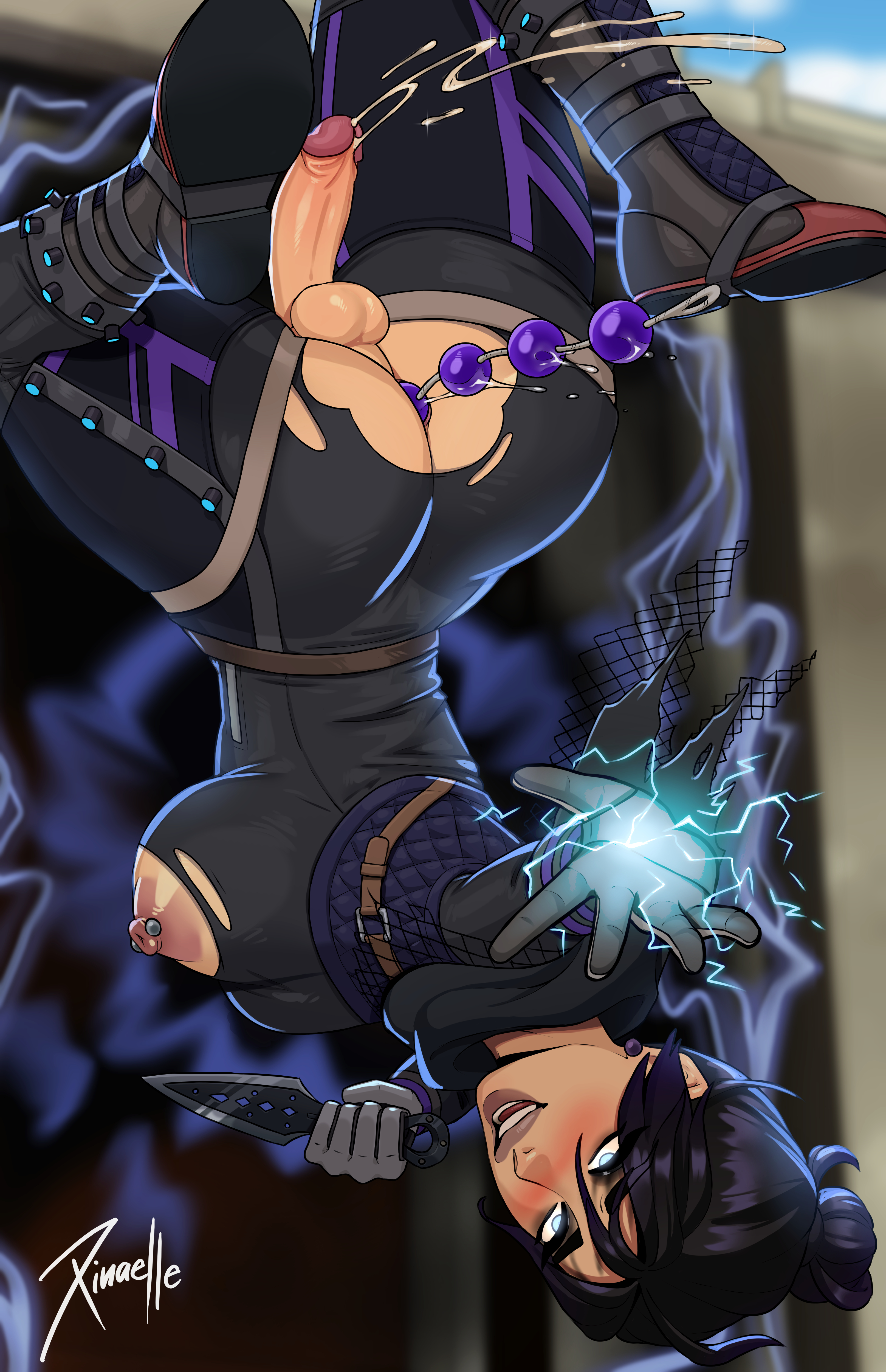 2d, anal beads, apex legends, cum, cum while penetrated, futa only, futa sans pussy, futanari, intersex, masturbation, wraith (apex legends), xinaelle