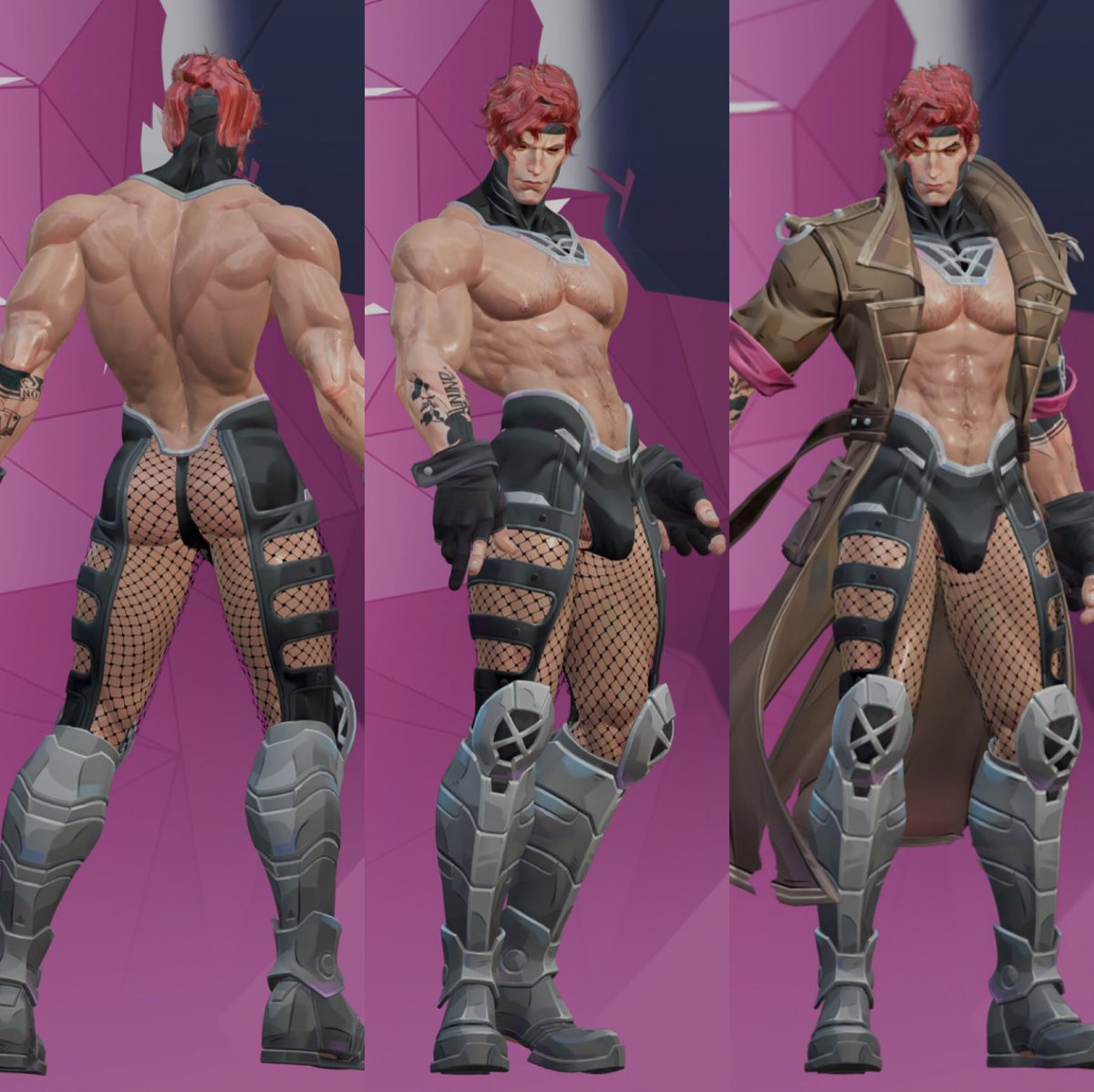 bara, bulge, gambit, gambit (marvel rivals), game mod, haviksluz, male, male only, marvel, marvel rivals, mod, muscular, muscular male, red hair, screenshot, thong, x-men