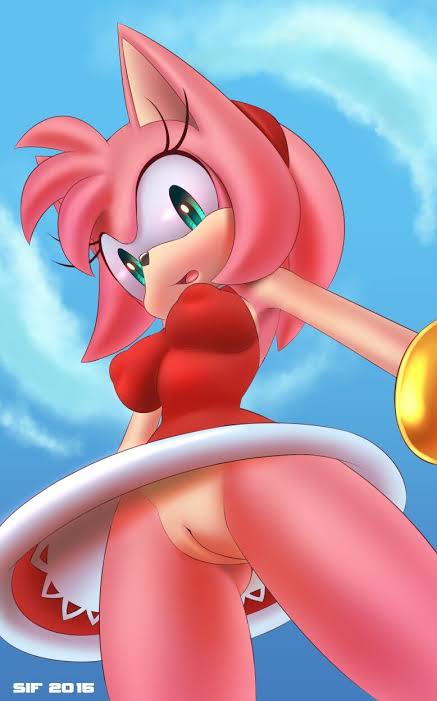 1girls 2015 amy_rose anthro blue_eyes bottomless breasts clothed clothes clothing day dress erect_nipples erect_nipples_under_clothes eyelashes female female_only genitals hairband medium_breasts no_panties open_mouth pink_hair pink_skin pussy short_hair sif_(artist) sky solo solo_female sonic_(series) worm's-eye_view