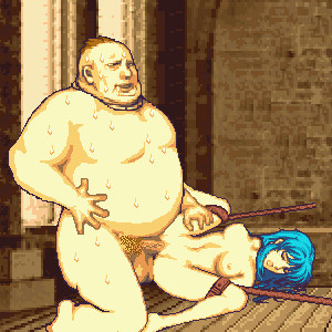 bound_arms eirika_(fire_emblem) fat_man fire_emblem fire_emblem:_the_sacred_stones gheb_(fire_emblem) rape rough_sex sweat ugly_bastard