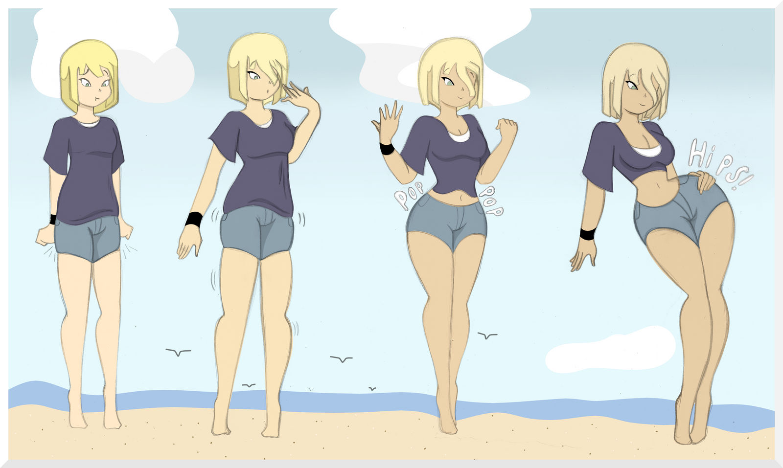 ass, ass expansion, bimbo, bimbofication, breast expansion, breast growth, breast growth (enlargement), breasts, db-palette, female, large ass, large breasts, personality change, tan, thick thighs, transformation, wide hips