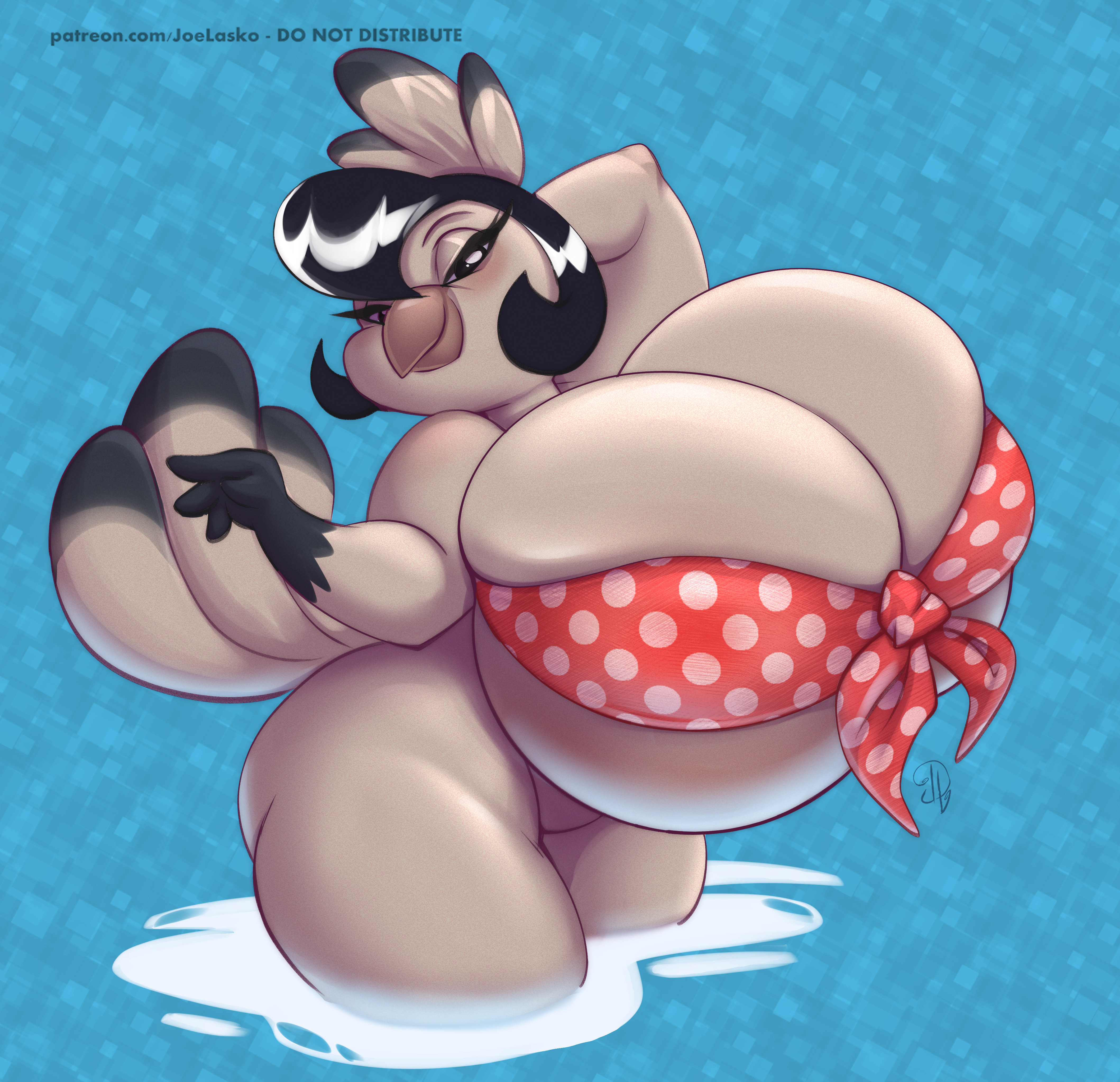 ass, big breasts, bikini, breasts, female, furry, huge breasts, joelasko, la pavita pechugona, pavita pechugona, water