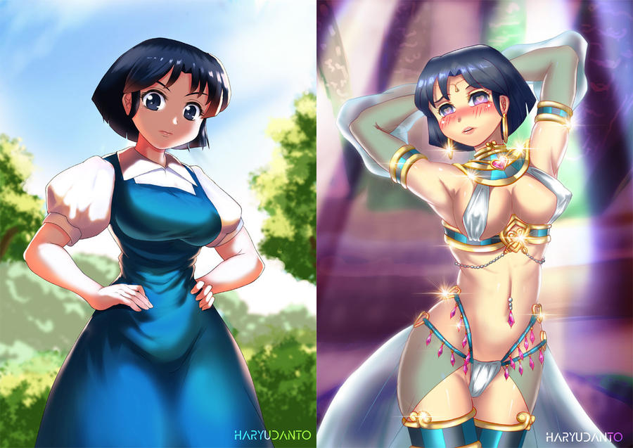 1girls akane_tendo akaneiro_ni_somaru_saka bimbo bimbofication brainwashing clothing dress female harem_outfit haryudanto large_ass large_breasts medium_breasts personality_change ranma_1/2 transformation wide_hips