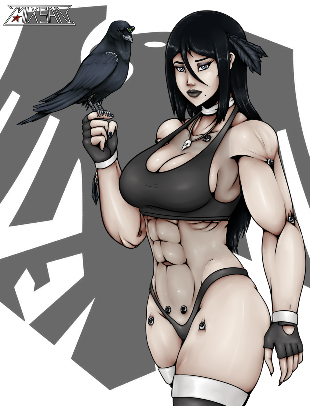 1girls abs adeptus_astartes black_carapace female female_only female_space_marine goth imperium_of_man muscular_female raven_(bird) raven_guard romman08 rule_63 solo solo_female space_marine warhammer_(franchise) warhammer_40k