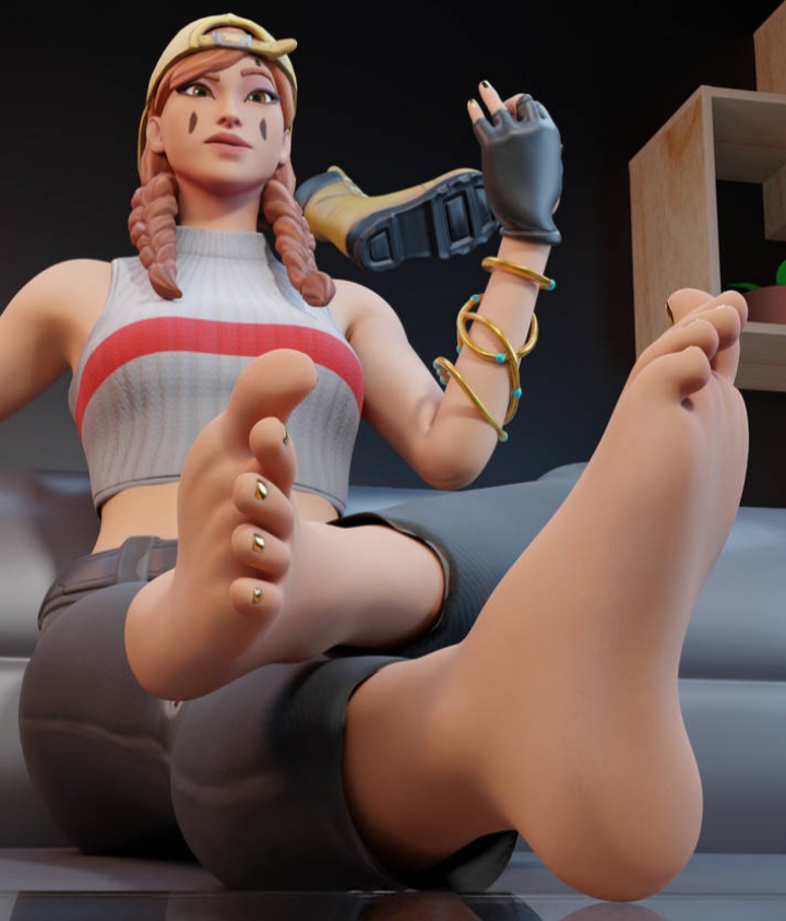aura (fortnite), barefoot, feet, female, foot fetish, foot focus, fortnite, headhunter (fortnite) (model), soles, tagme